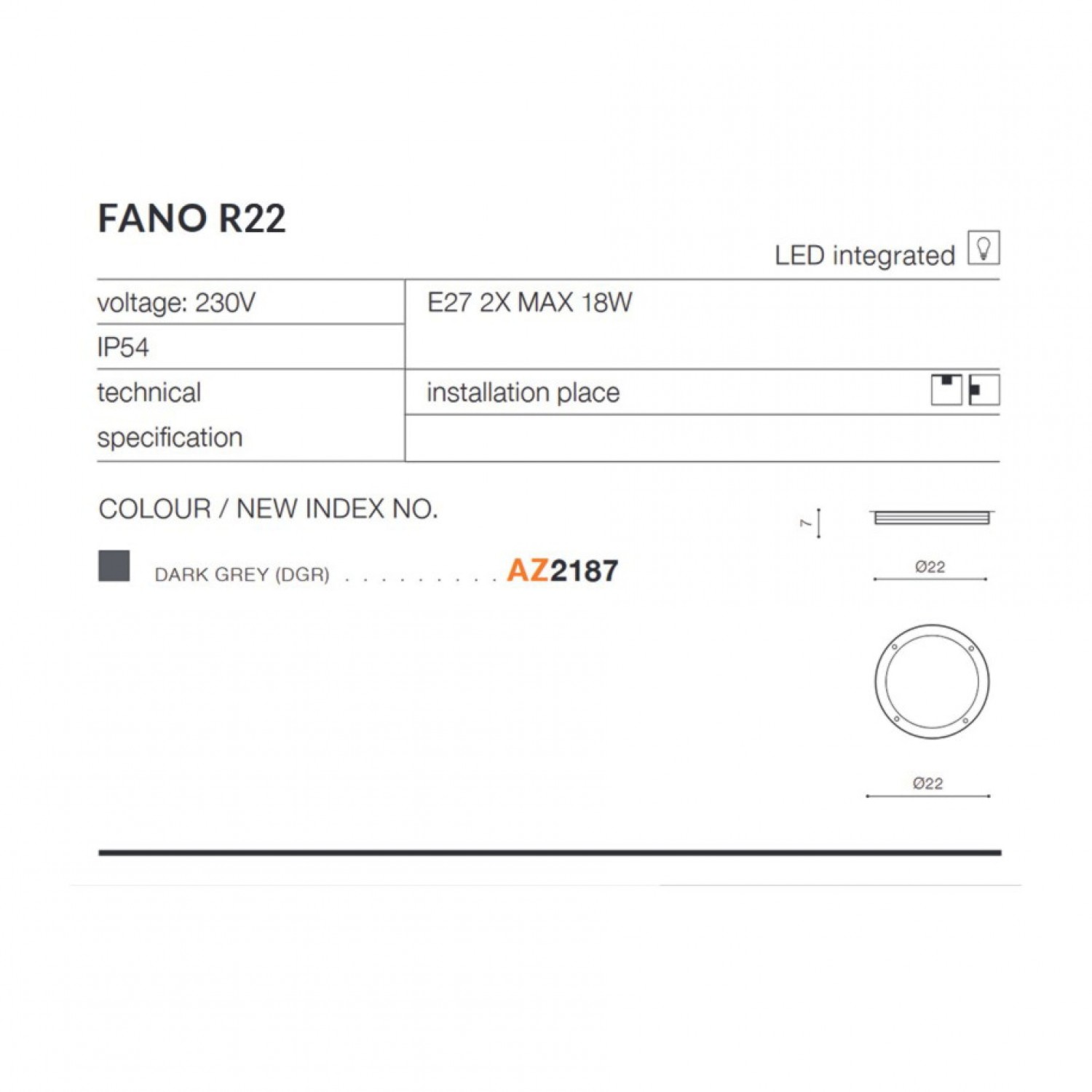 Потолочный светильник AZzardo FANO ROUND AZ2187