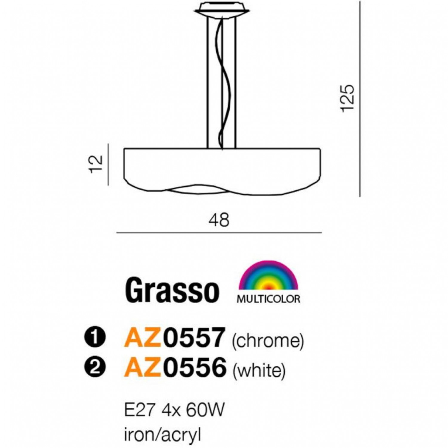 Подвесной светильник AZzardo GRASSO WHITE AZ0556