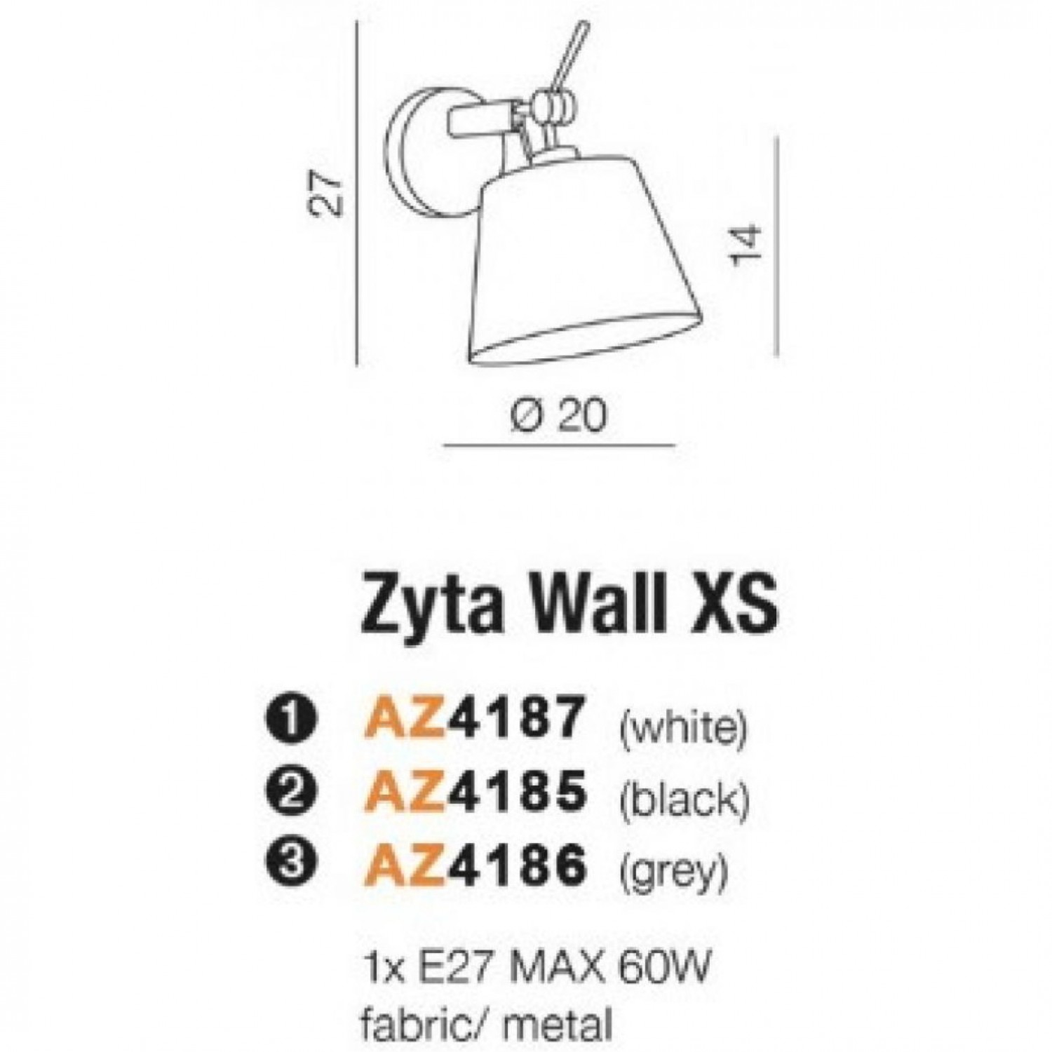 Бра AZzardo ZYTA WALL XS BK/GO ZFBK AZ4185