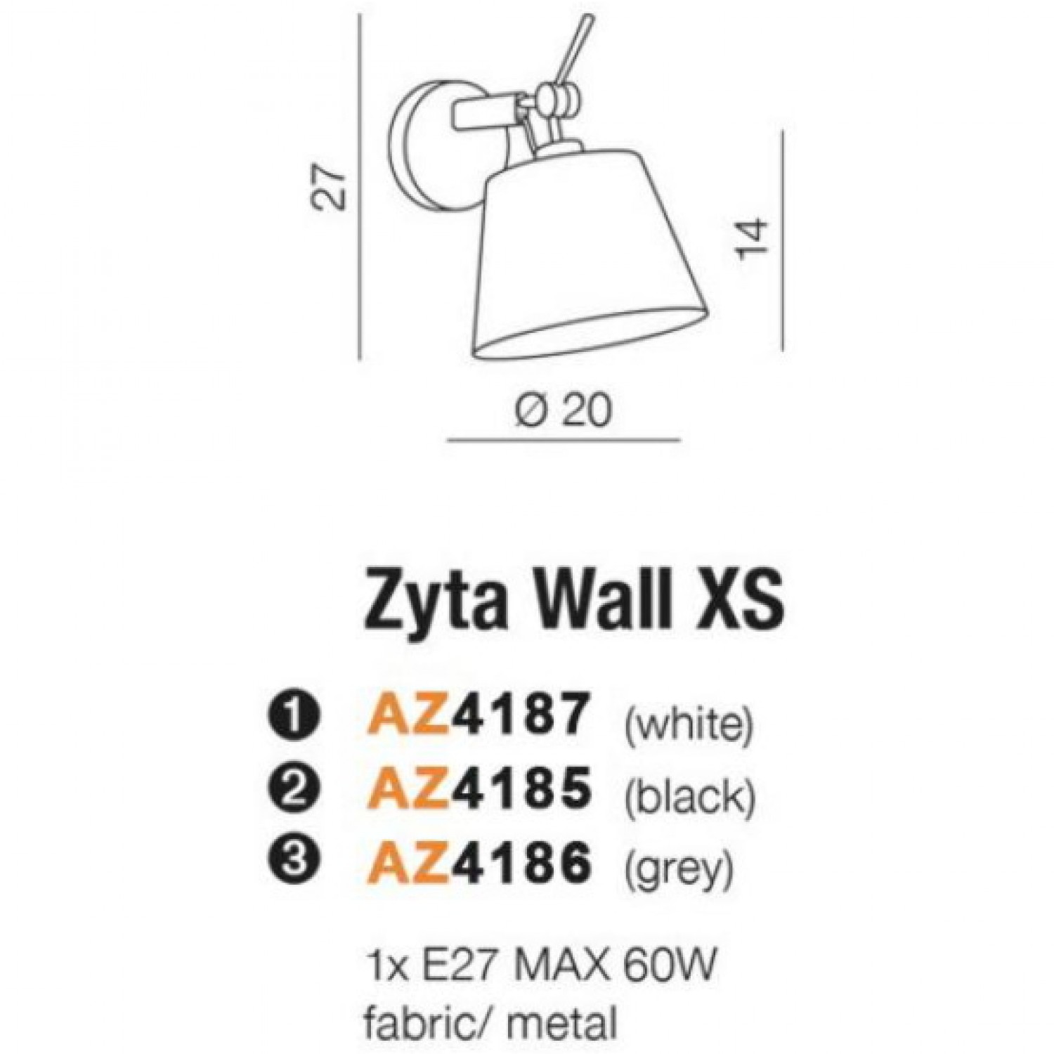 Бра AZzardo ZYTA WALL XS BK/GO ZFWH AZ4187