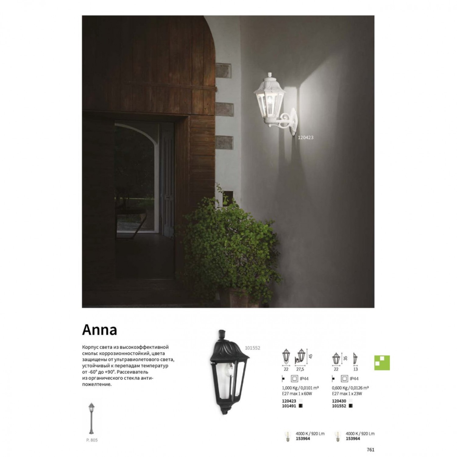 Бра Ideal Lux ANNA AP1 SMALL BIANCO 120430