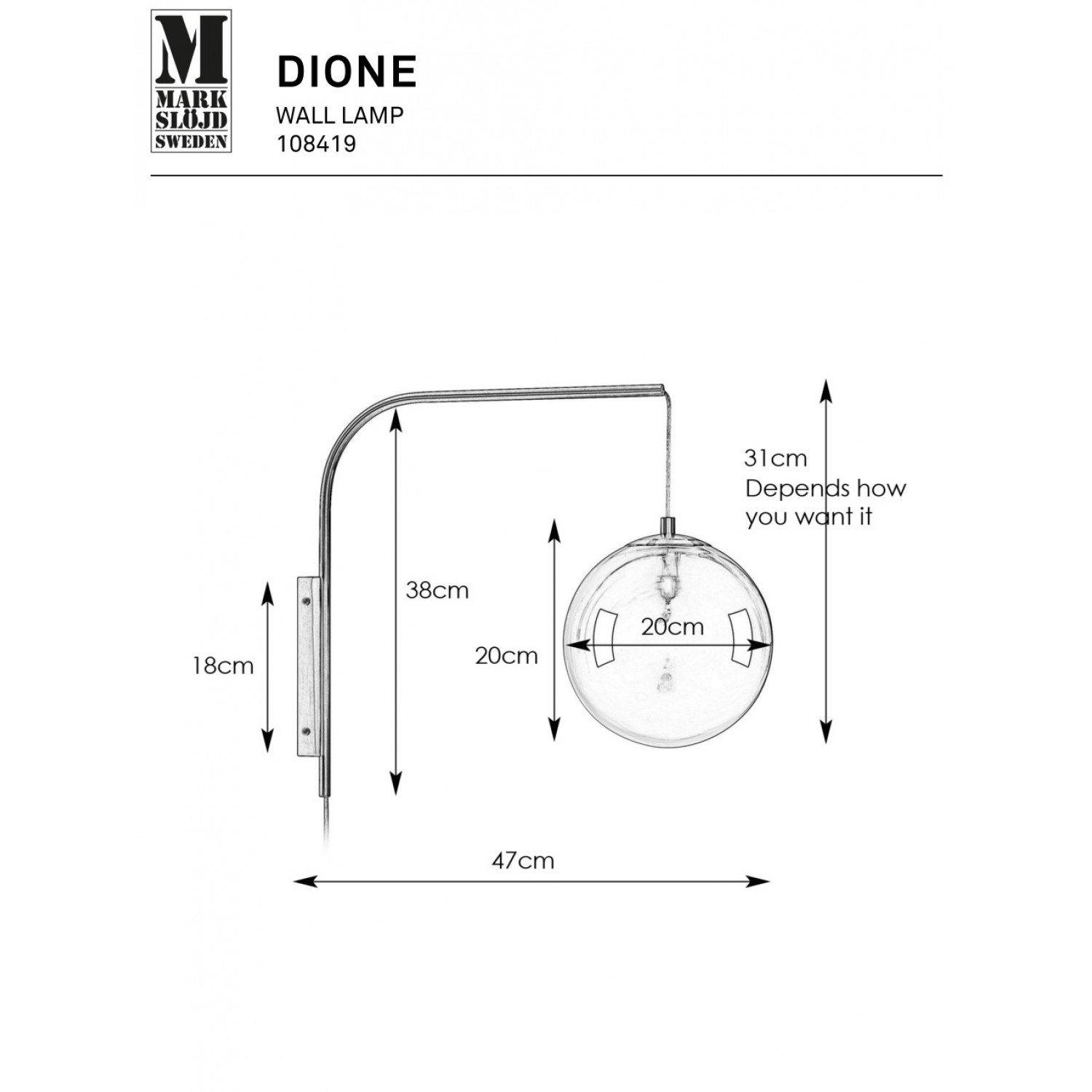Бра MarkSlojd Sweden DIONE 108419