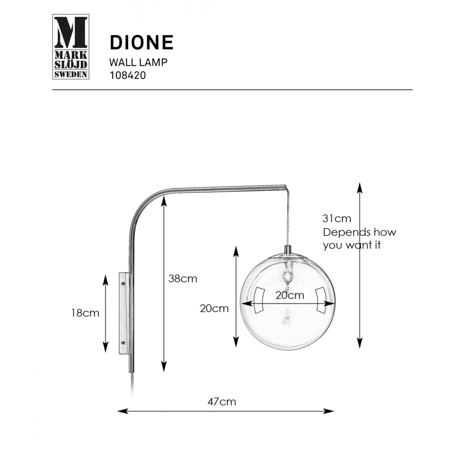 Бра MarkSlojd Sweden DIONE 108420