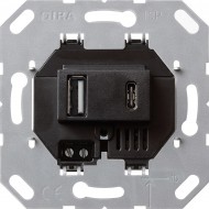Электрофурнитура Gira Источник электропитания USB тип A/C, черный 236900