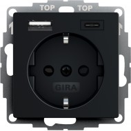 Электрофурнитура Gira Розетка с USB 2-гн A/C System 55. 2459005