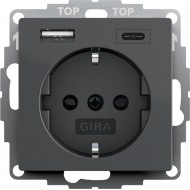 Электрофурнитура Gira Розетка с USB 2-гн A/C System 55. 245928