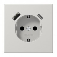 Электрофурнитура Jung Розетка SCHUKO®+USB | тип A + тип C LS1520-15CALG