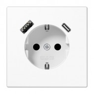 Электрофурнитура Jung Розетка SCHUKO®+USB | тип A + тип C LS1520-15CAWW