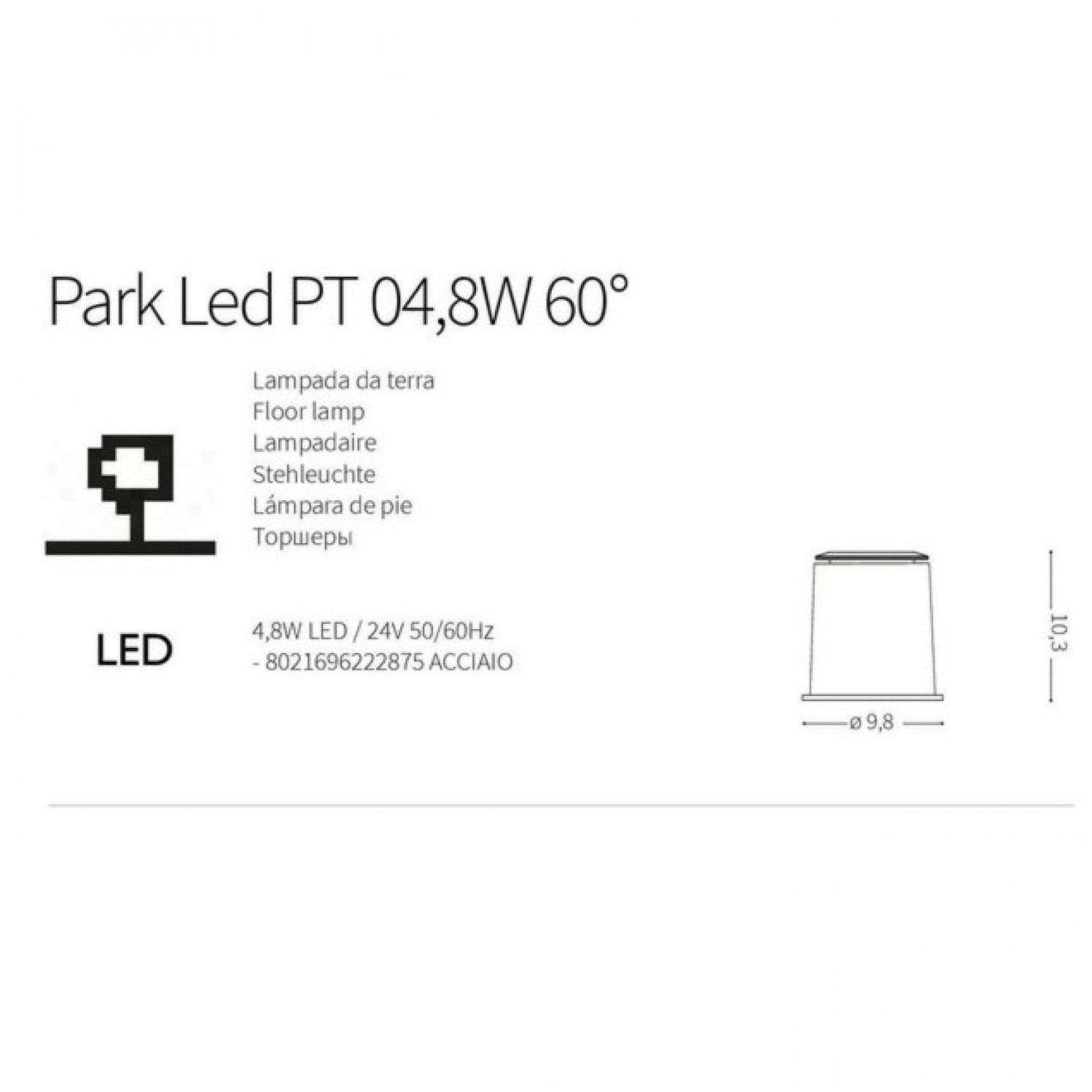 Ґрунтовий світильник Ideal Lux PARK LED PT 04.8W 60° 222875