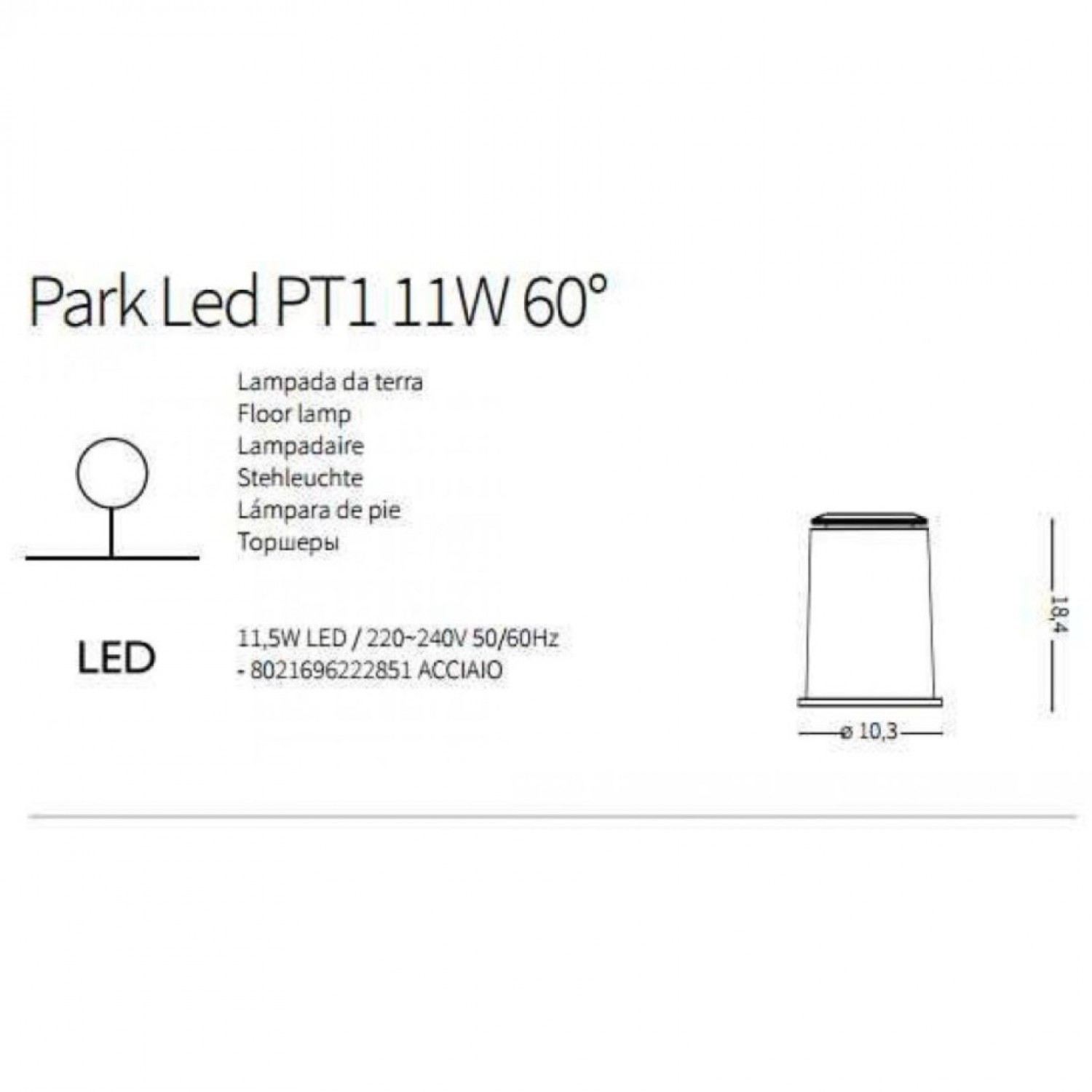 Грунтовой светильник Ideal Lux PARK LED PT 11.5W 60° 222851