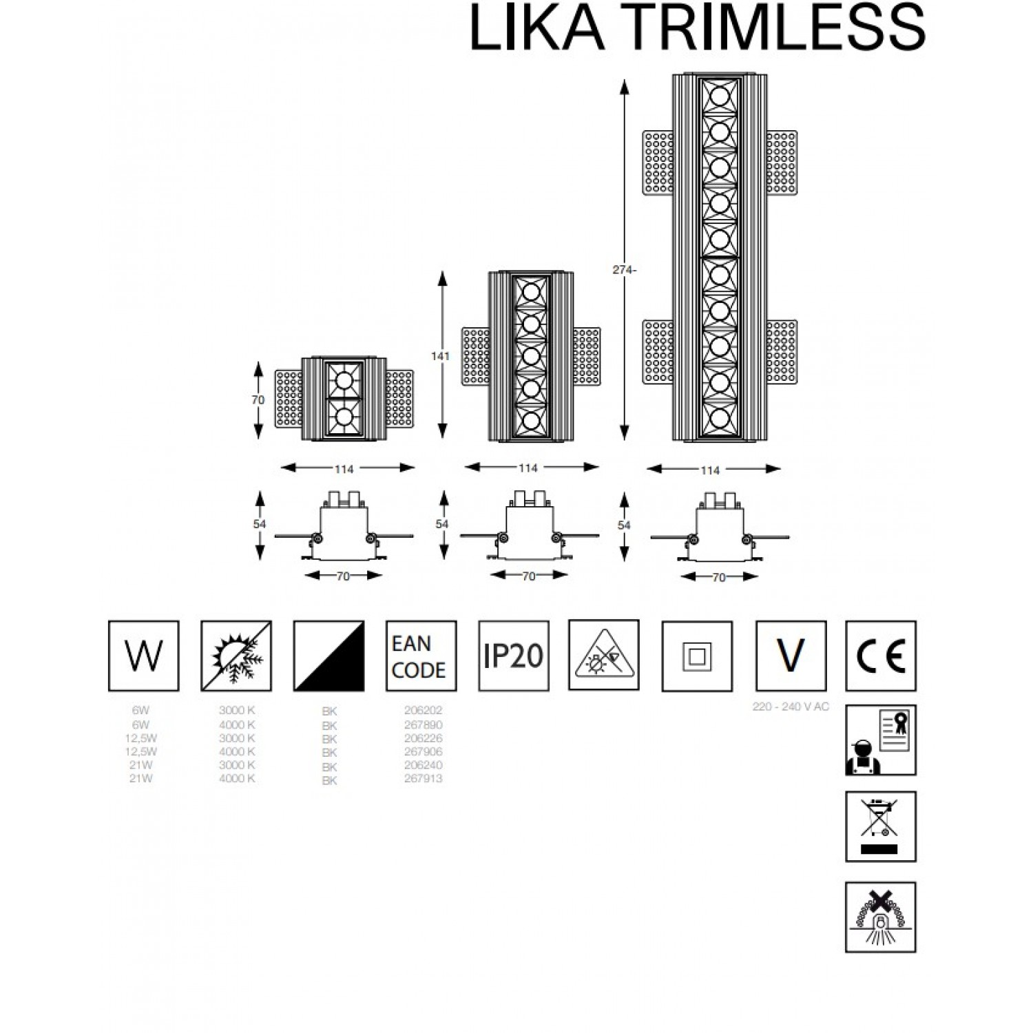 Точечный светильник Ideal Lux LIKA TRIMLESS 06W 4000K 267890