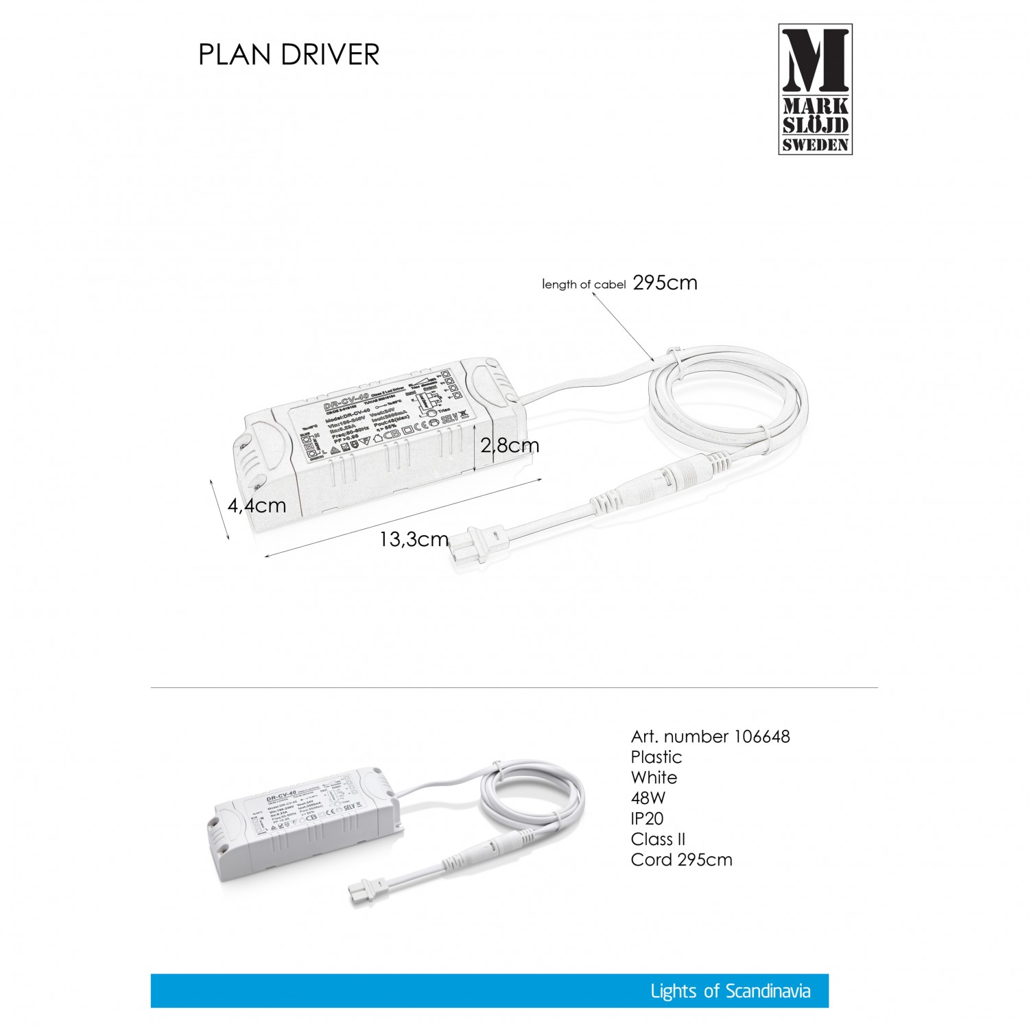 Компоненты MarkSlojd Sweden PLAN Driver 48W white 106648