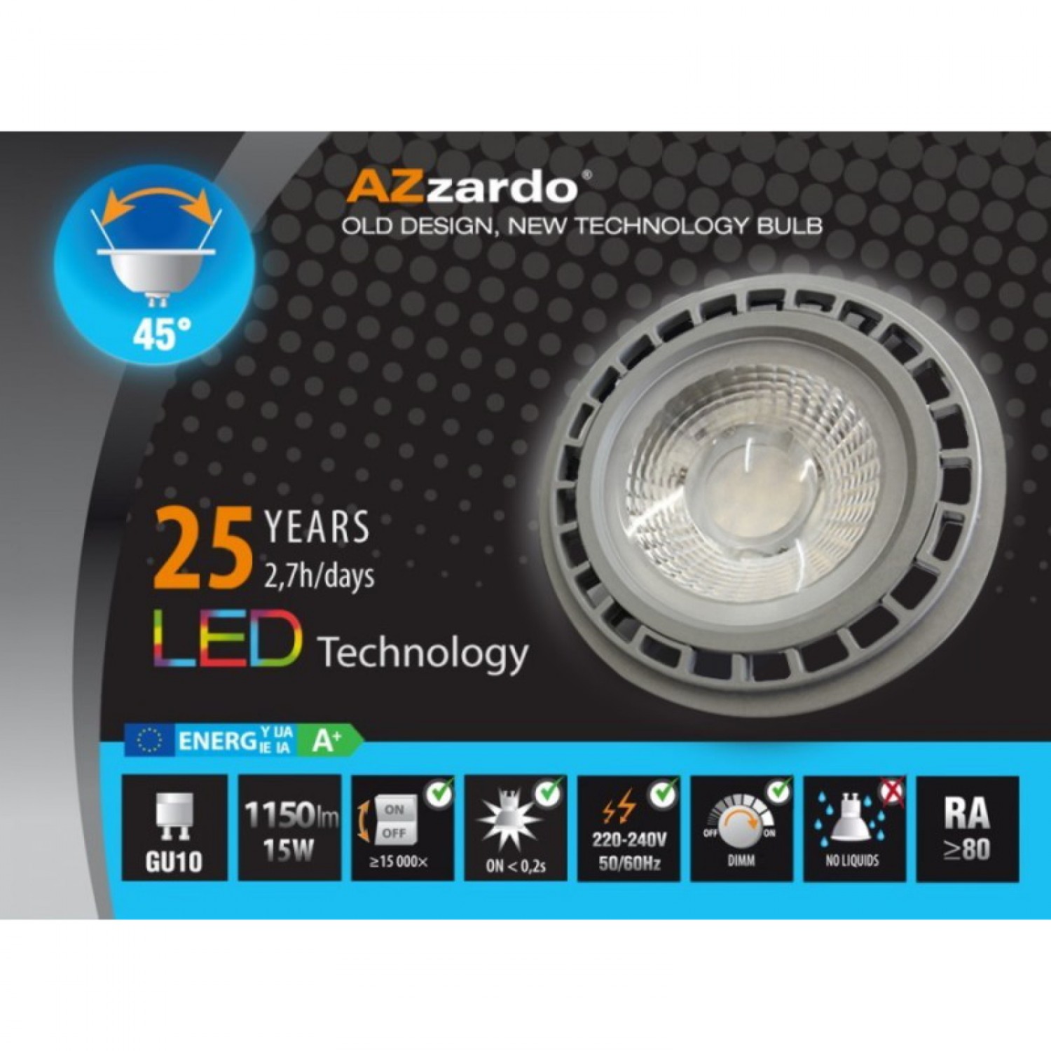 Лампочка AZzardo AZZARDO LED 15W ES111 GR DIMM 3000 LL110153 AZ1501