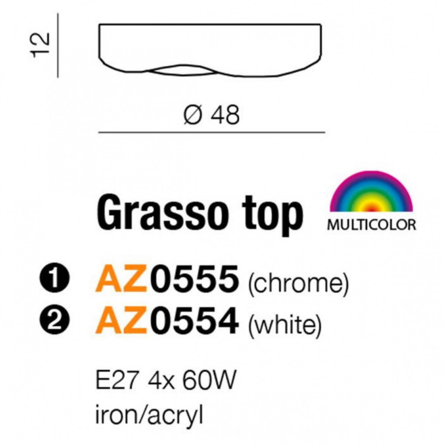 Стельовий світильник AZzardo GRASSO TOP WHITE AZ0554