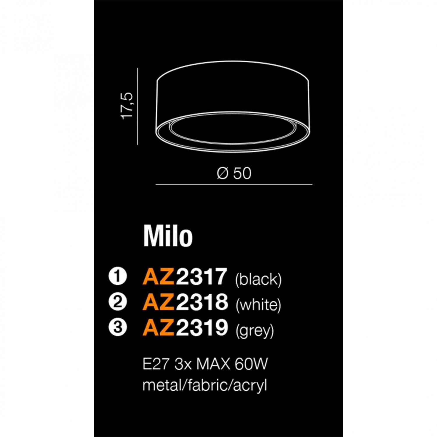 Стельовий світильник AZzardo MILO BLACK AZ2317
