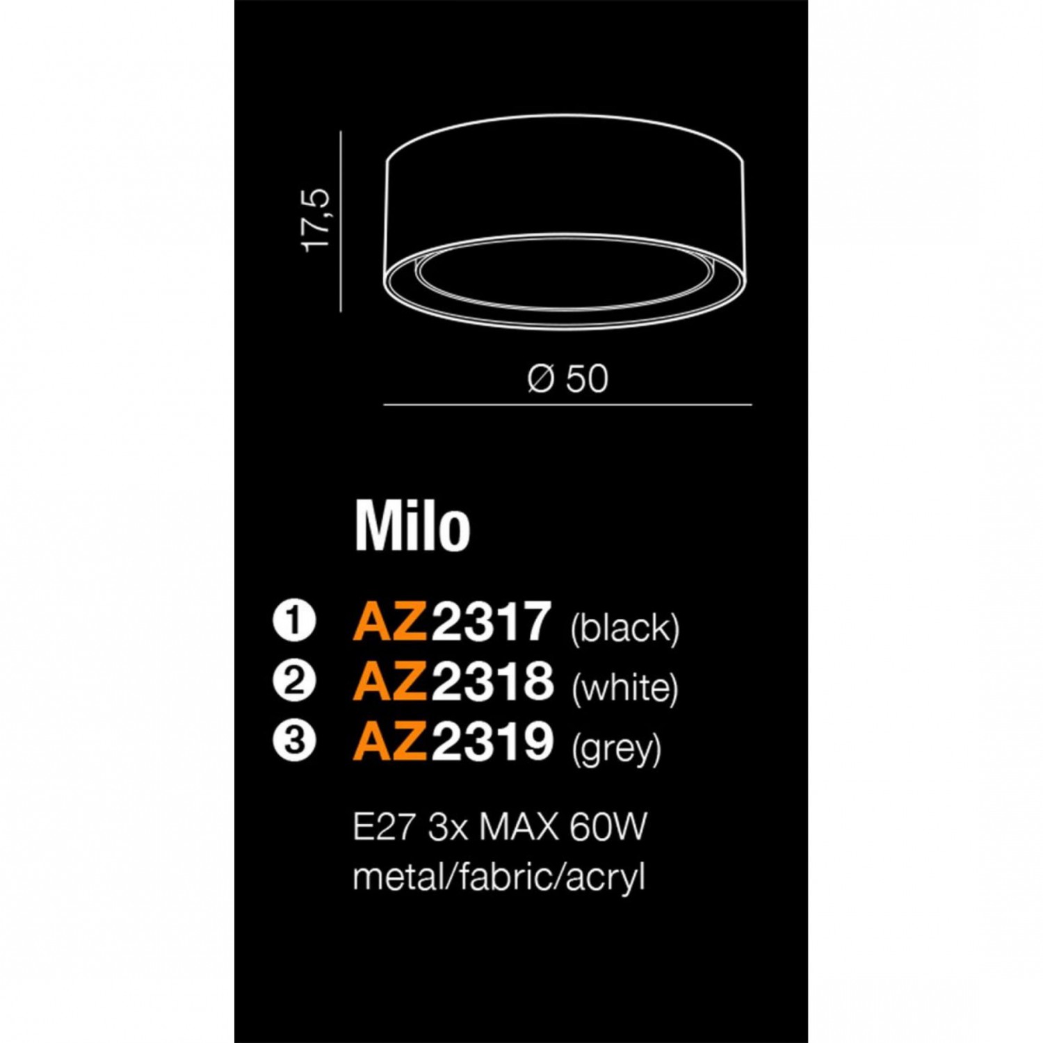 Стельовий світильник AZzardo MILO GREY AZ2319