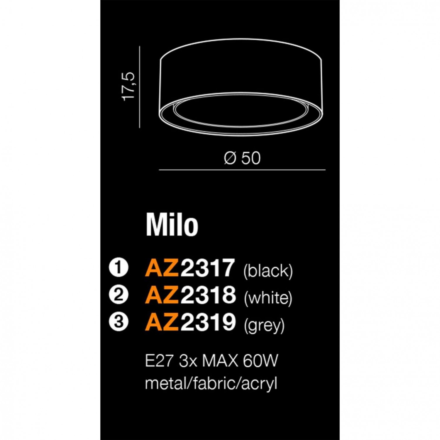 Потолочный светильник AZzardo MILO WHITE AZ2318