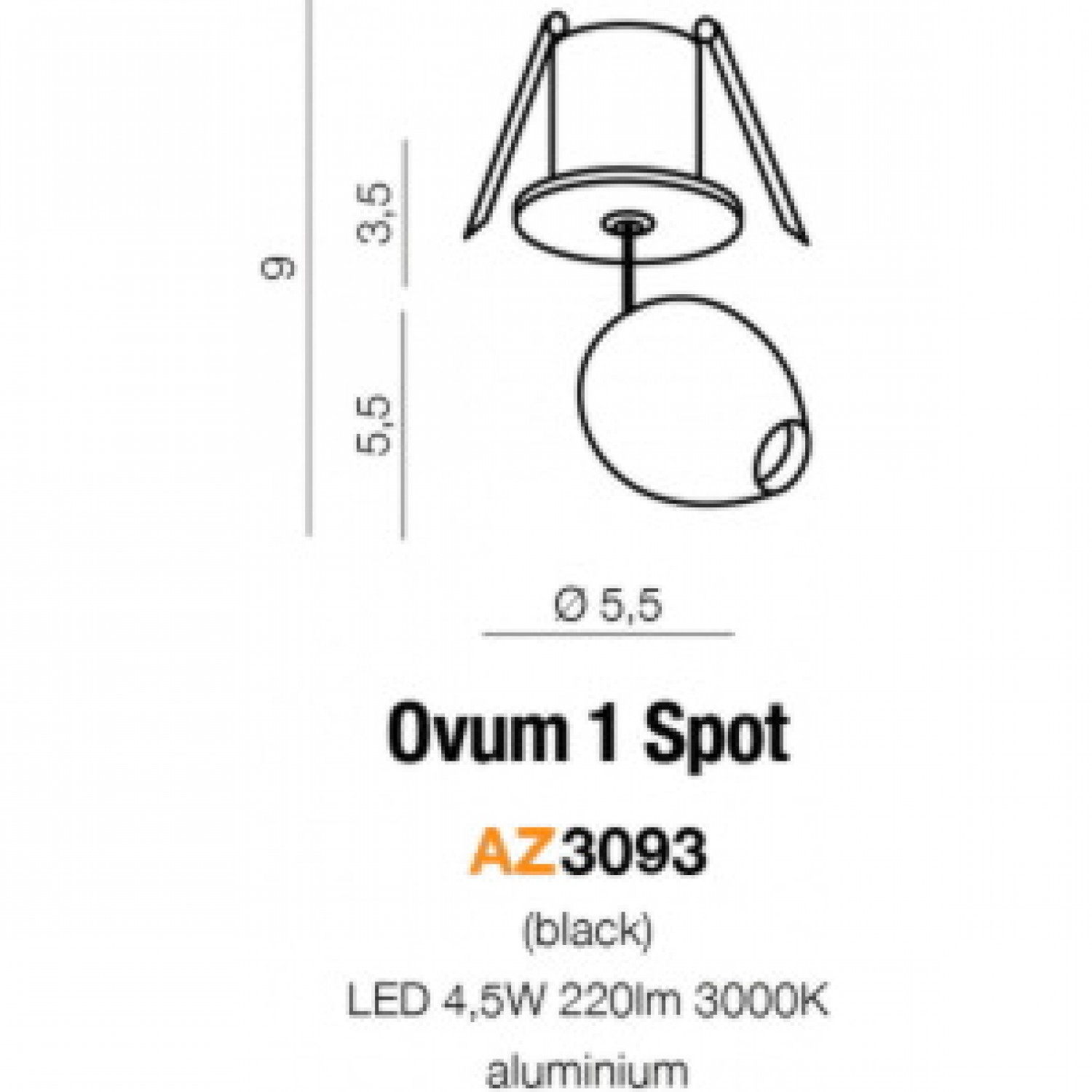 Точечный светильник AZzardo OVUM 1 SPOT AZ3093