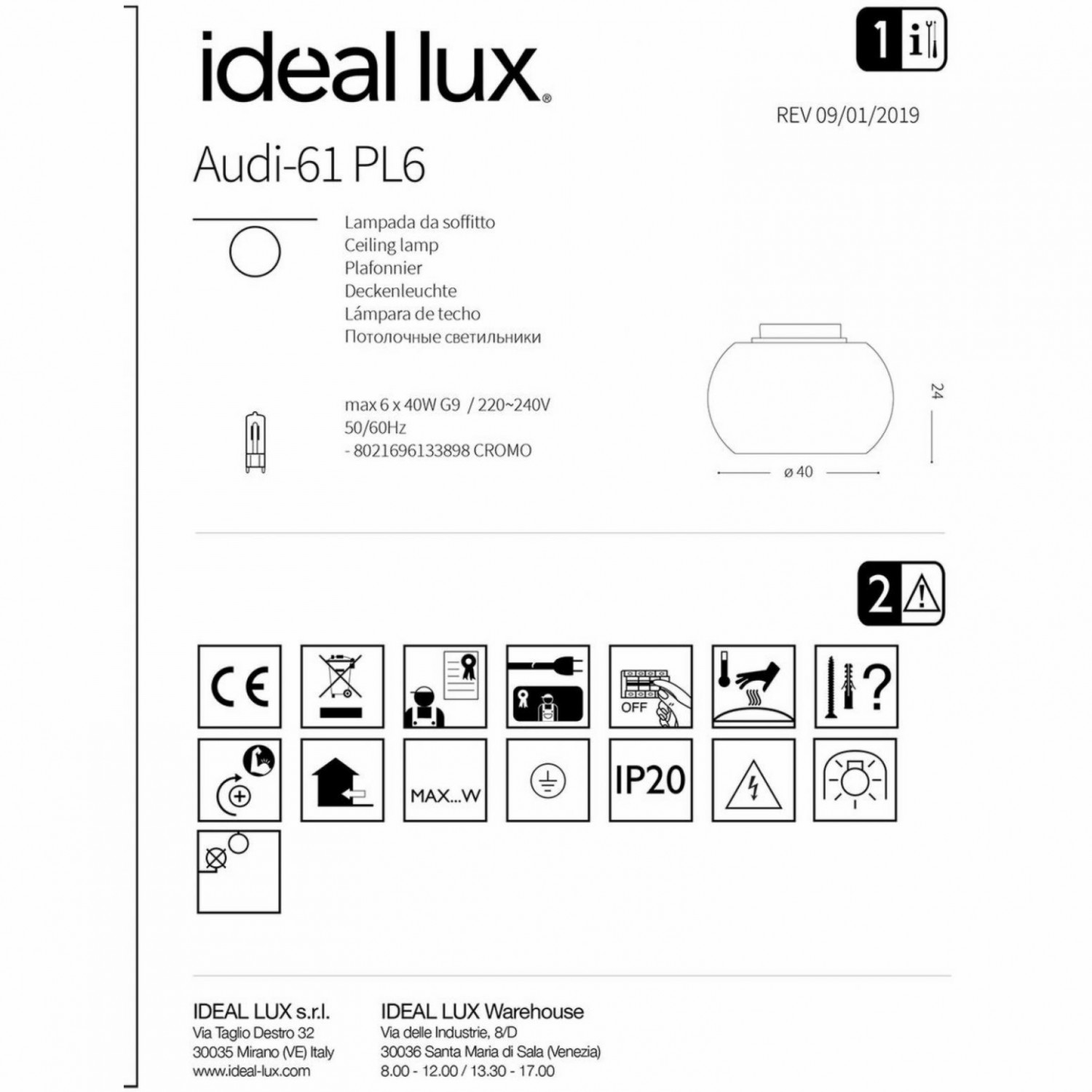 Люстра Ideal Lux AUDI-61 PL6 133898