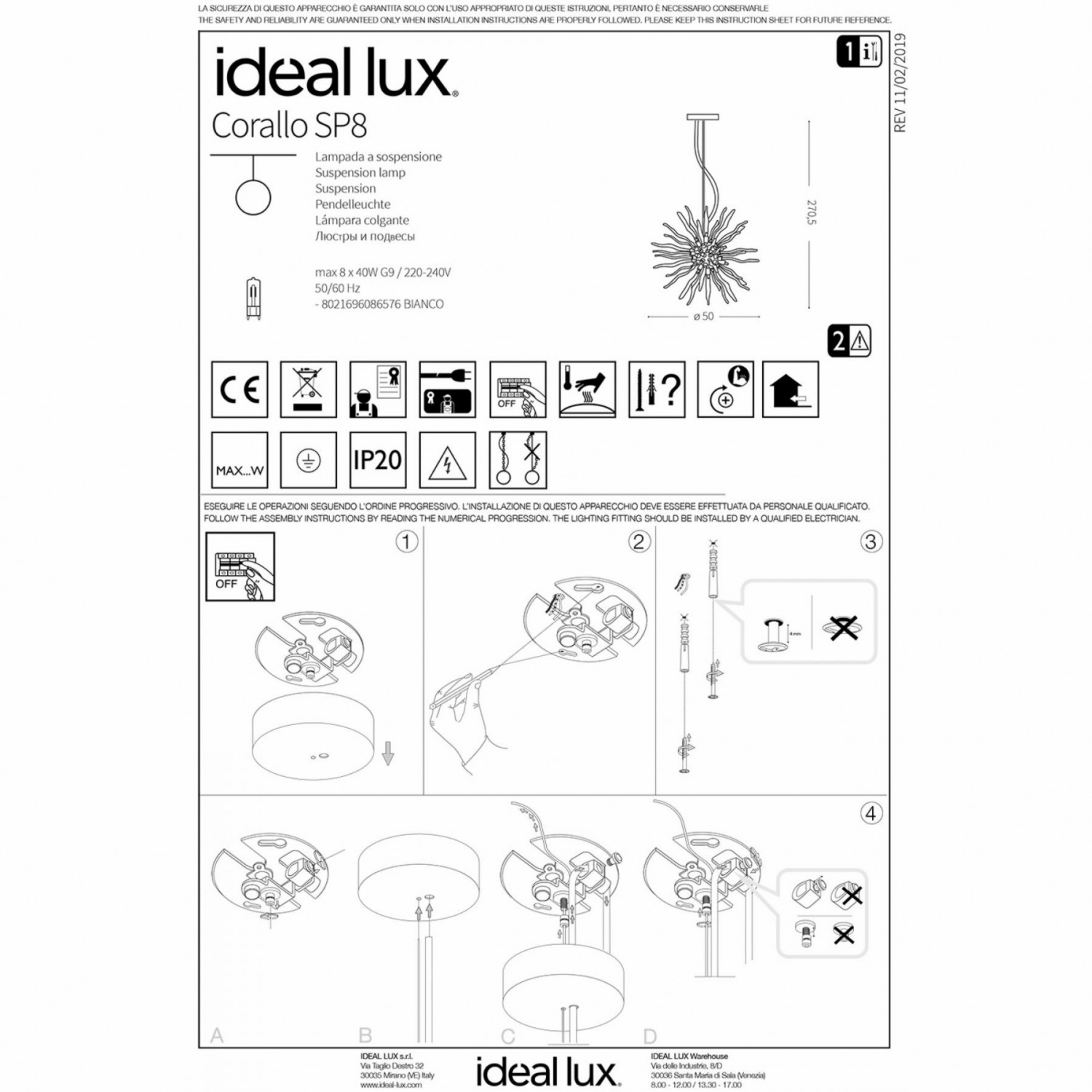 Люстра Ideal Lux CORALLO SP8 086576