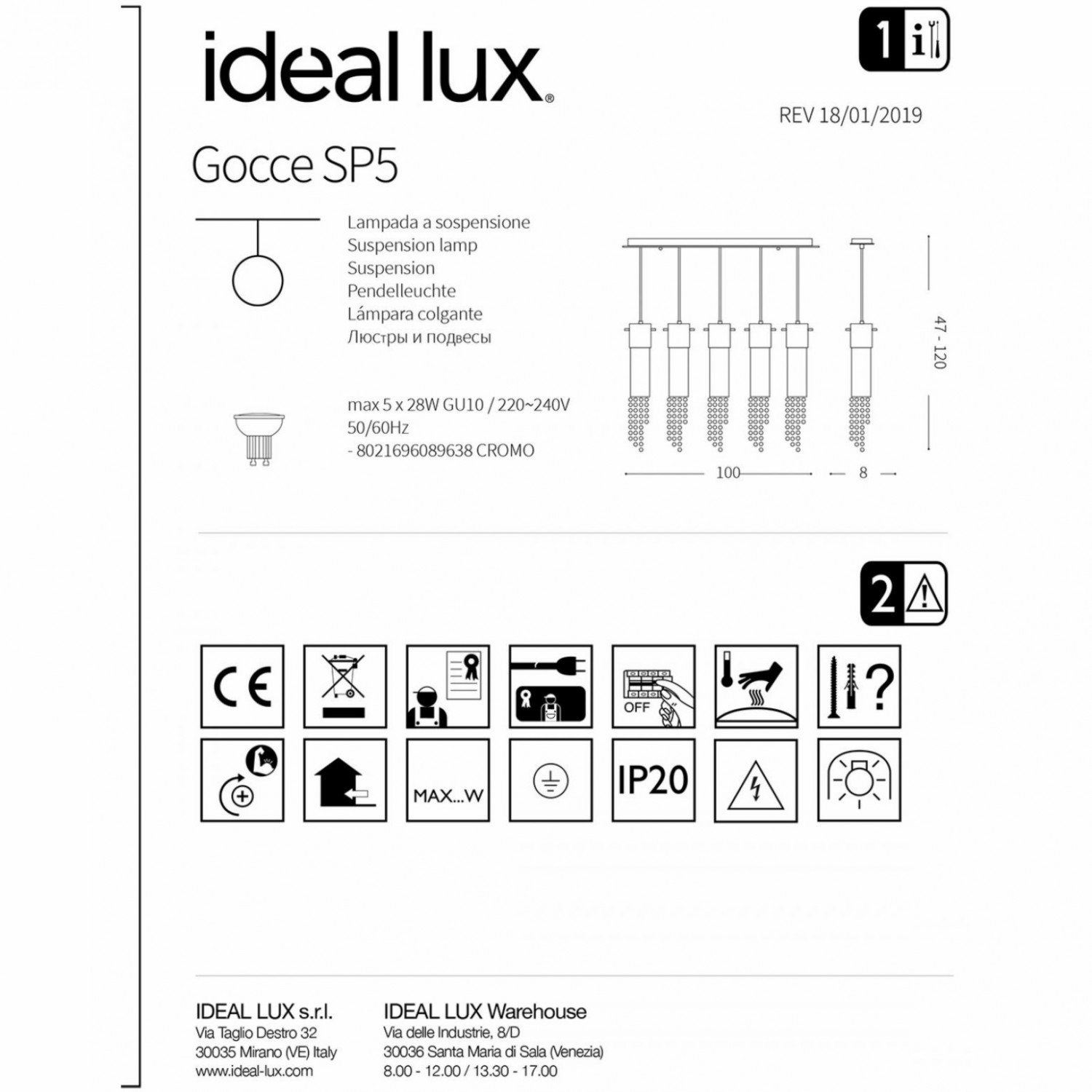 Люстра Ideal Lux GOCCE SP5 089638