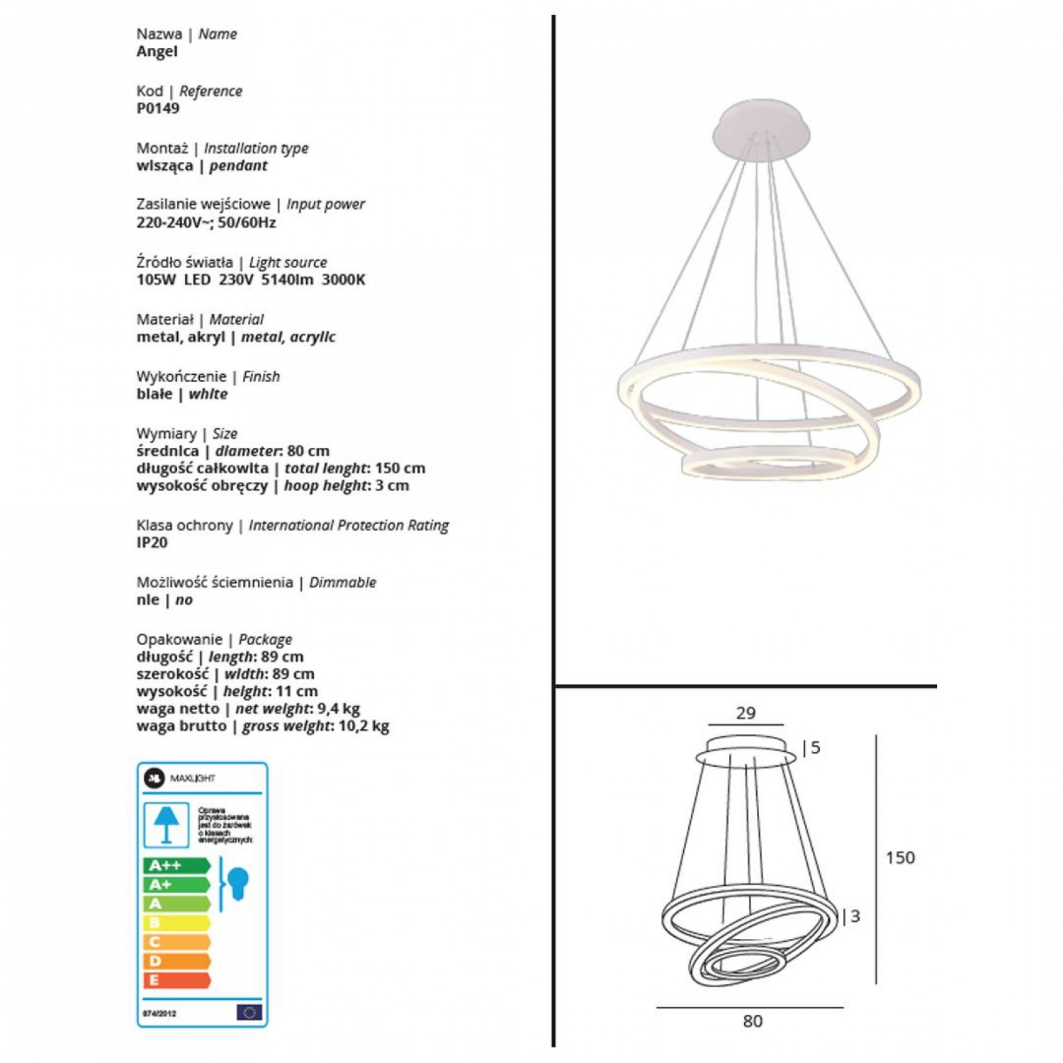 Люстра MaxLight ANGEL P0149