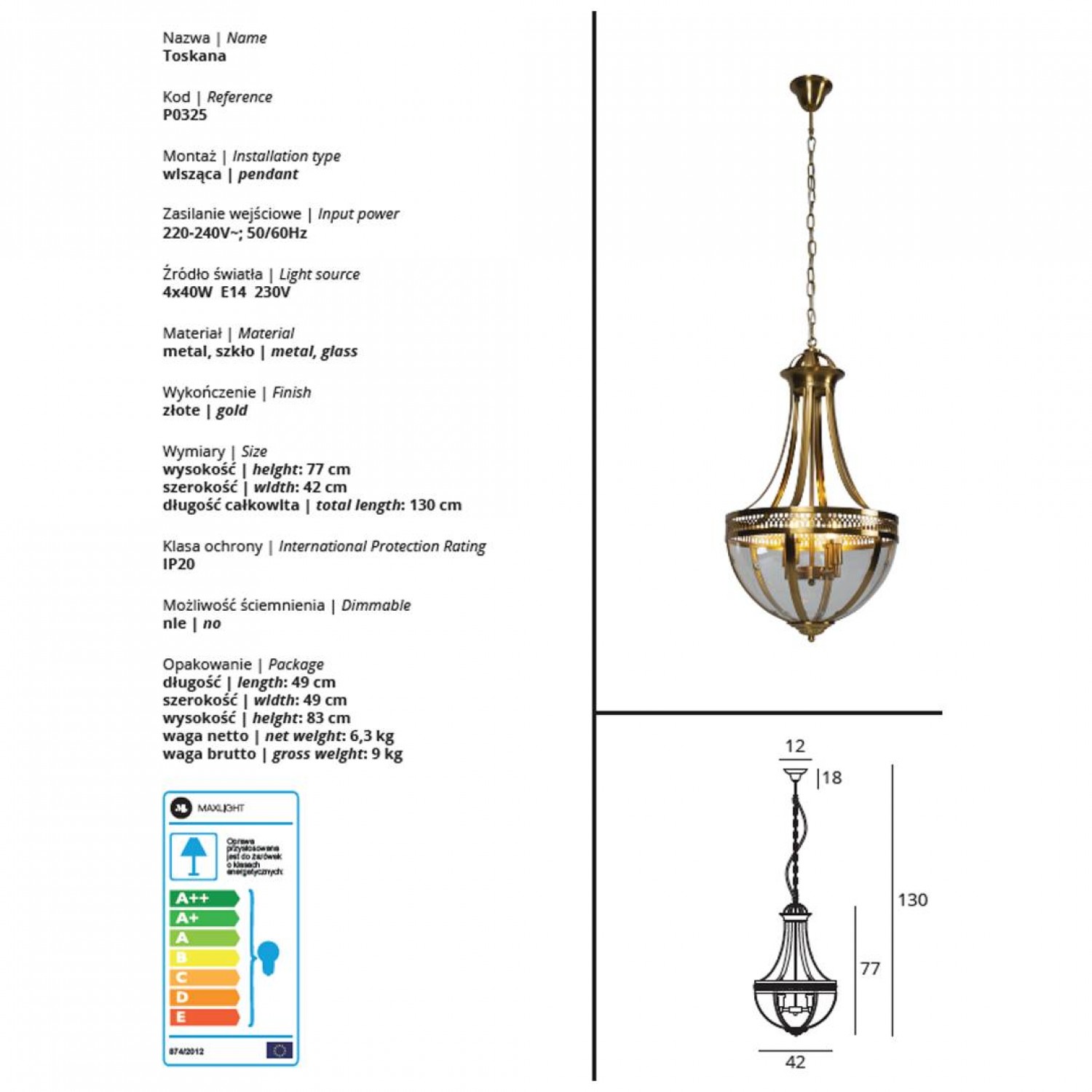 Люстра MAXLIGHT TOSKANA P0325