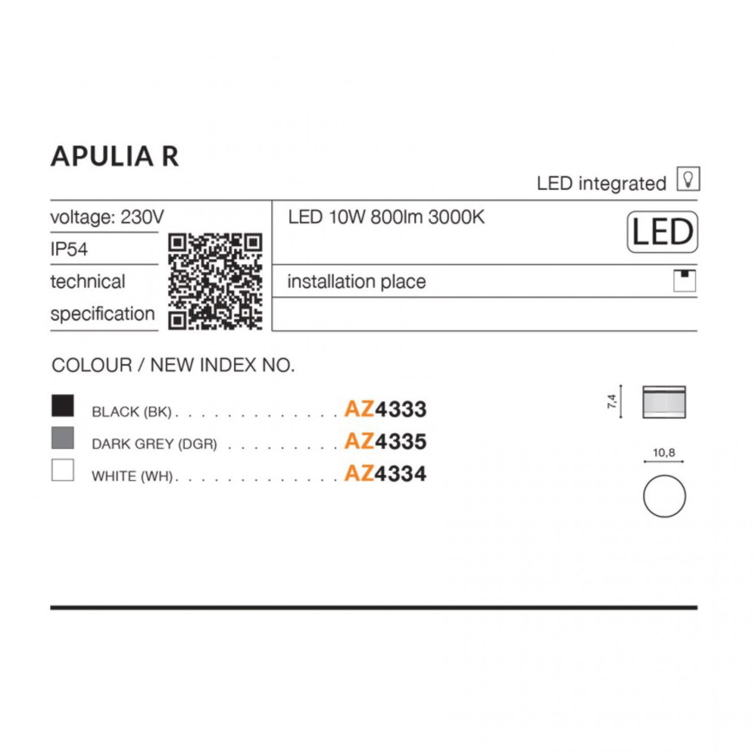 Точечный светильник AZzardo APULIA R WH AZ4334