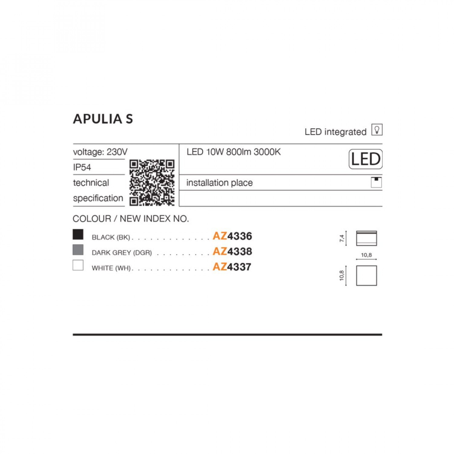 Точечный светильник AZzardo APULIA S BK AZ4336