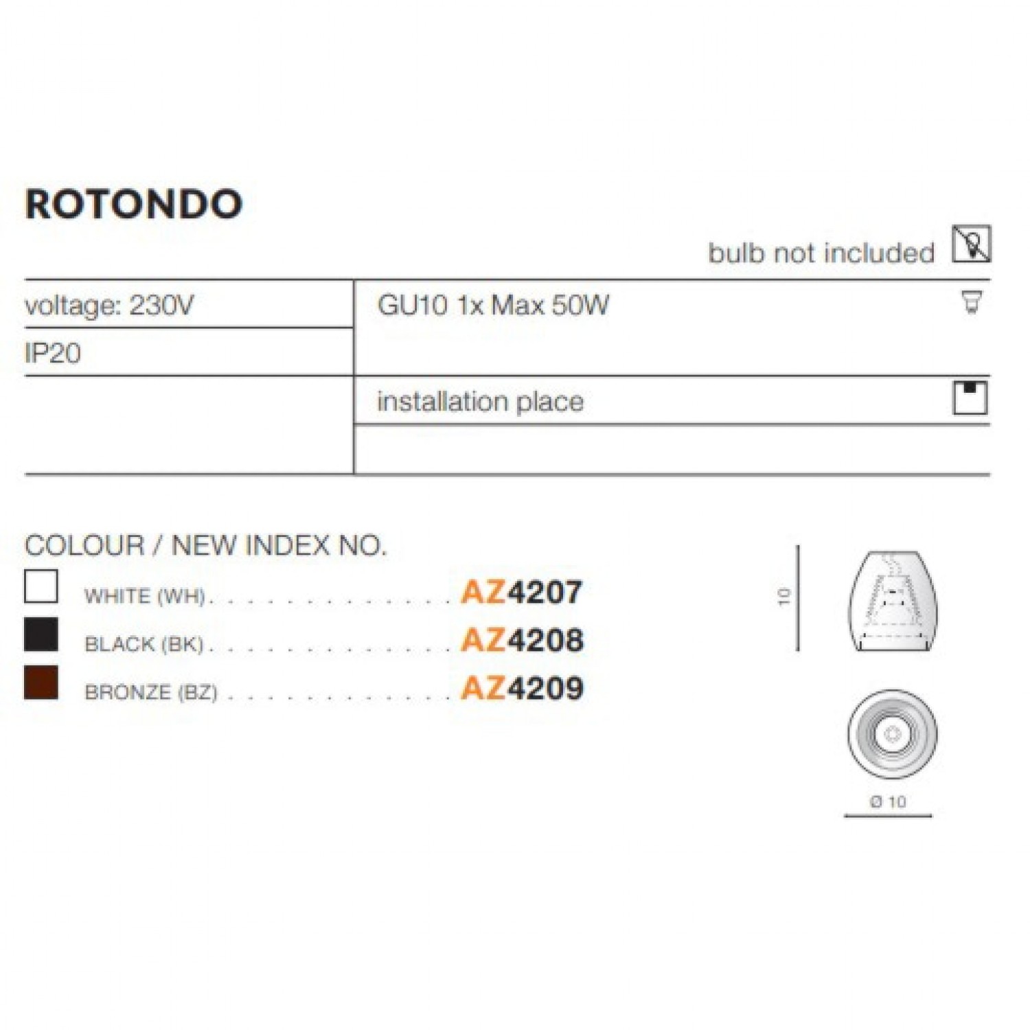 Точечный светильник AZzardo ROTONDO WH AZ4207