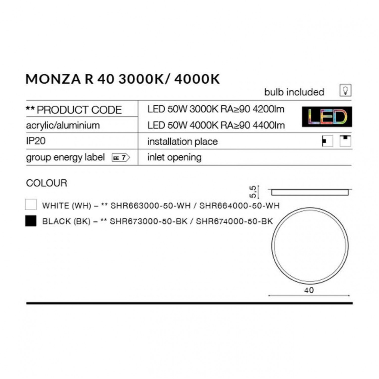Потолочный светильник AZzardo MONZA R 40 3000K WH AZ2265