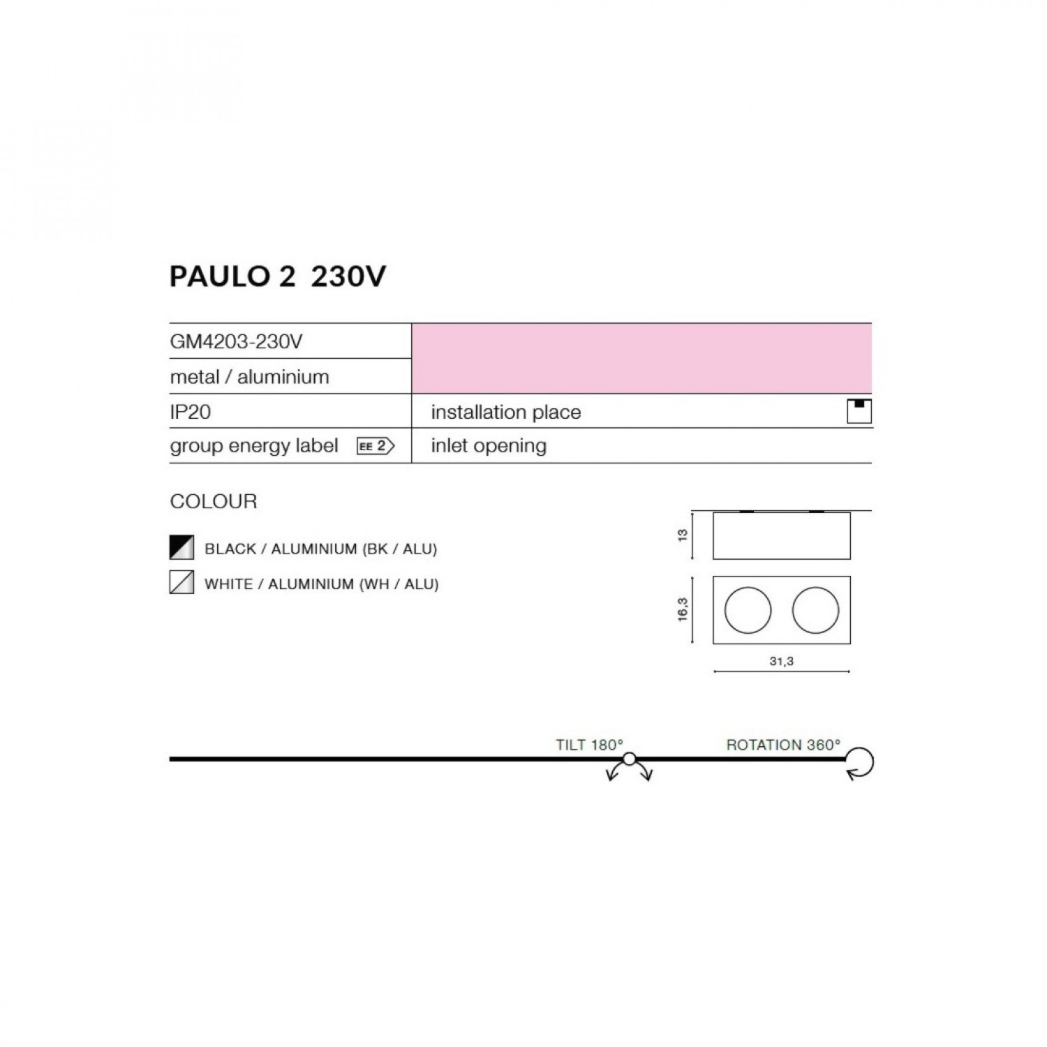 Точечный светильник AZzardo PAULO 2 230V BLACKBLACK AZ2881
