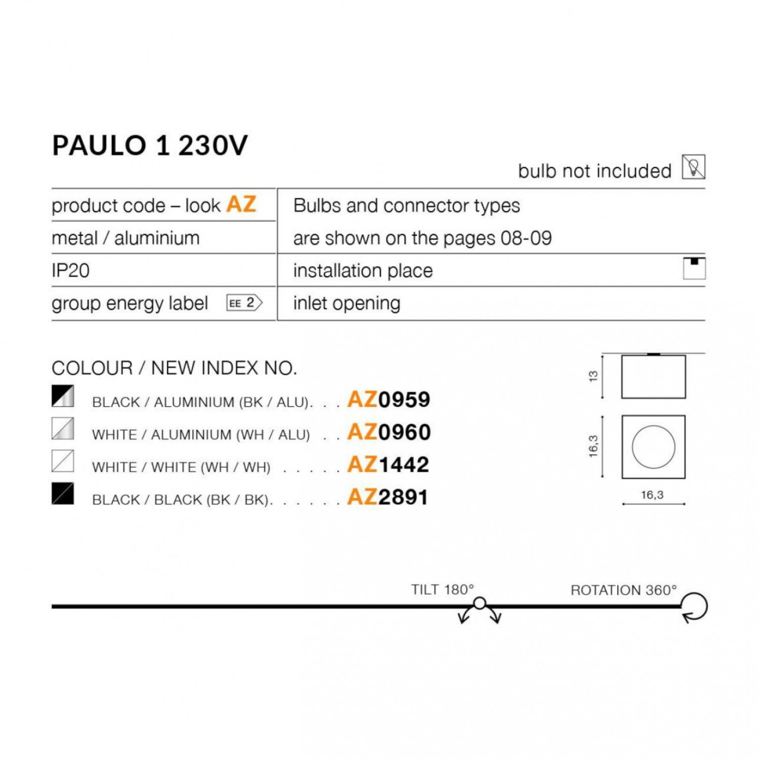 Точковий світильник AZzardo PAULO 1 230V WHITEWHITE AZ1442