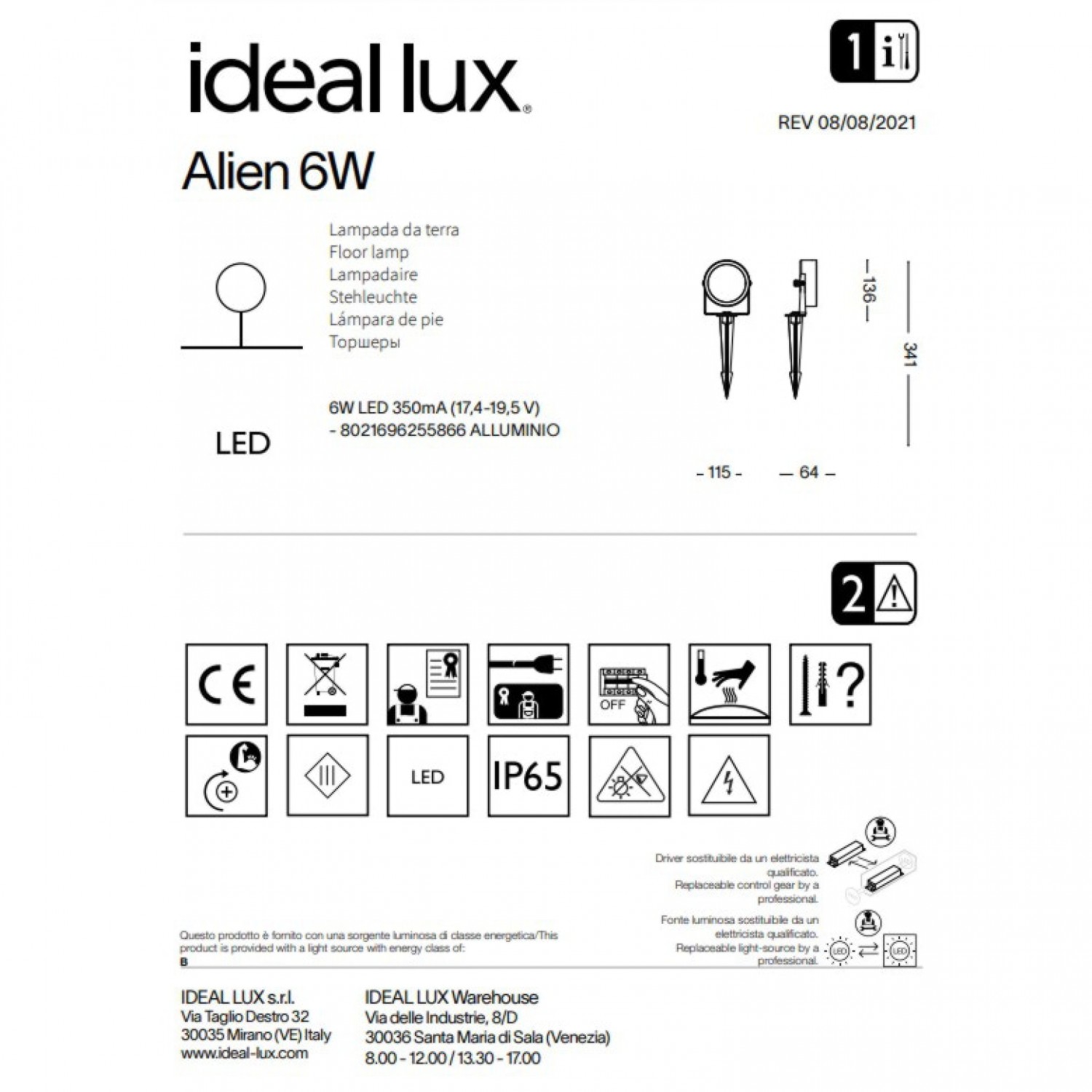 Направленный светильник Ideal Lux Alien pr 6w 255866