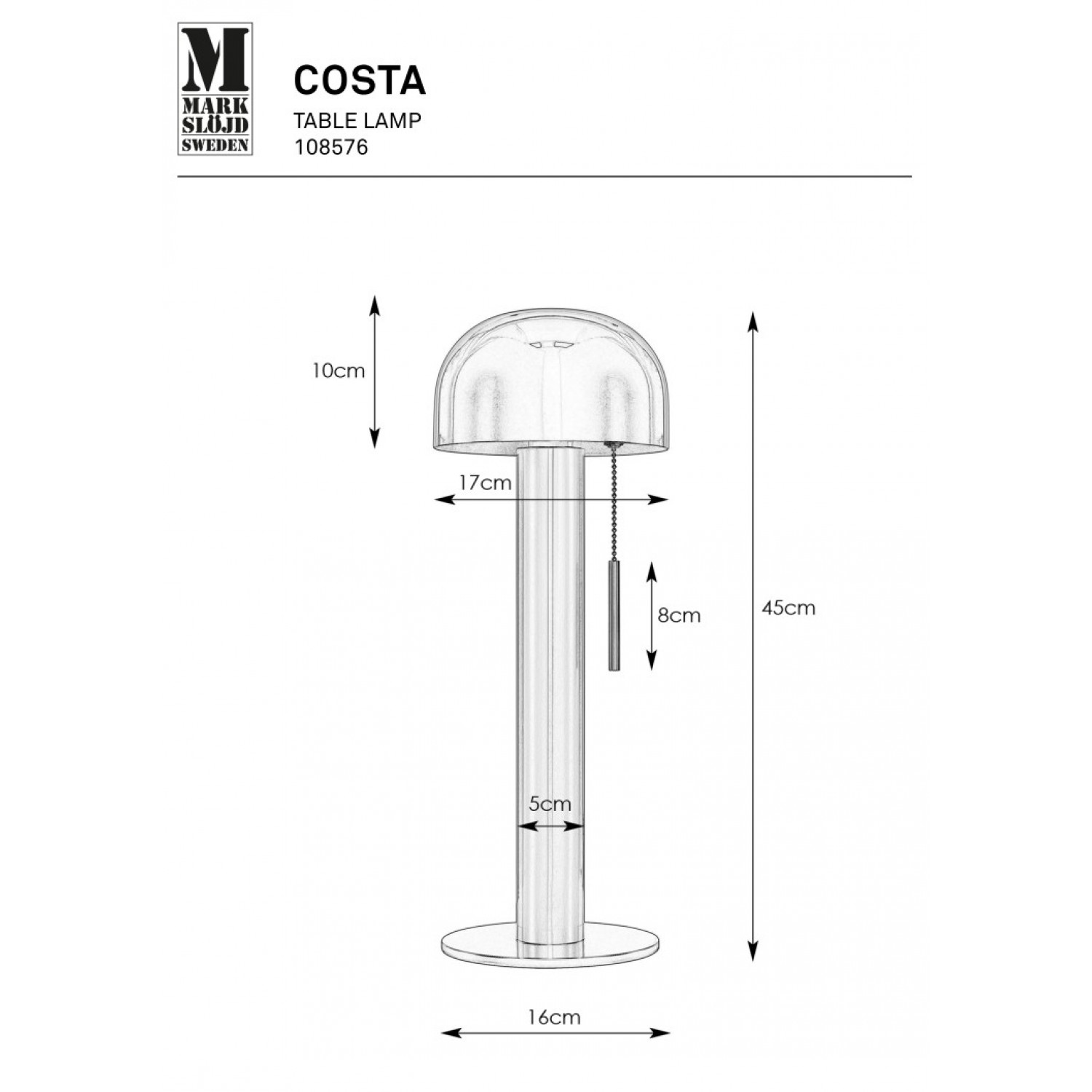 Настольная лампа MarkSlojd Sweden COSTA 108576