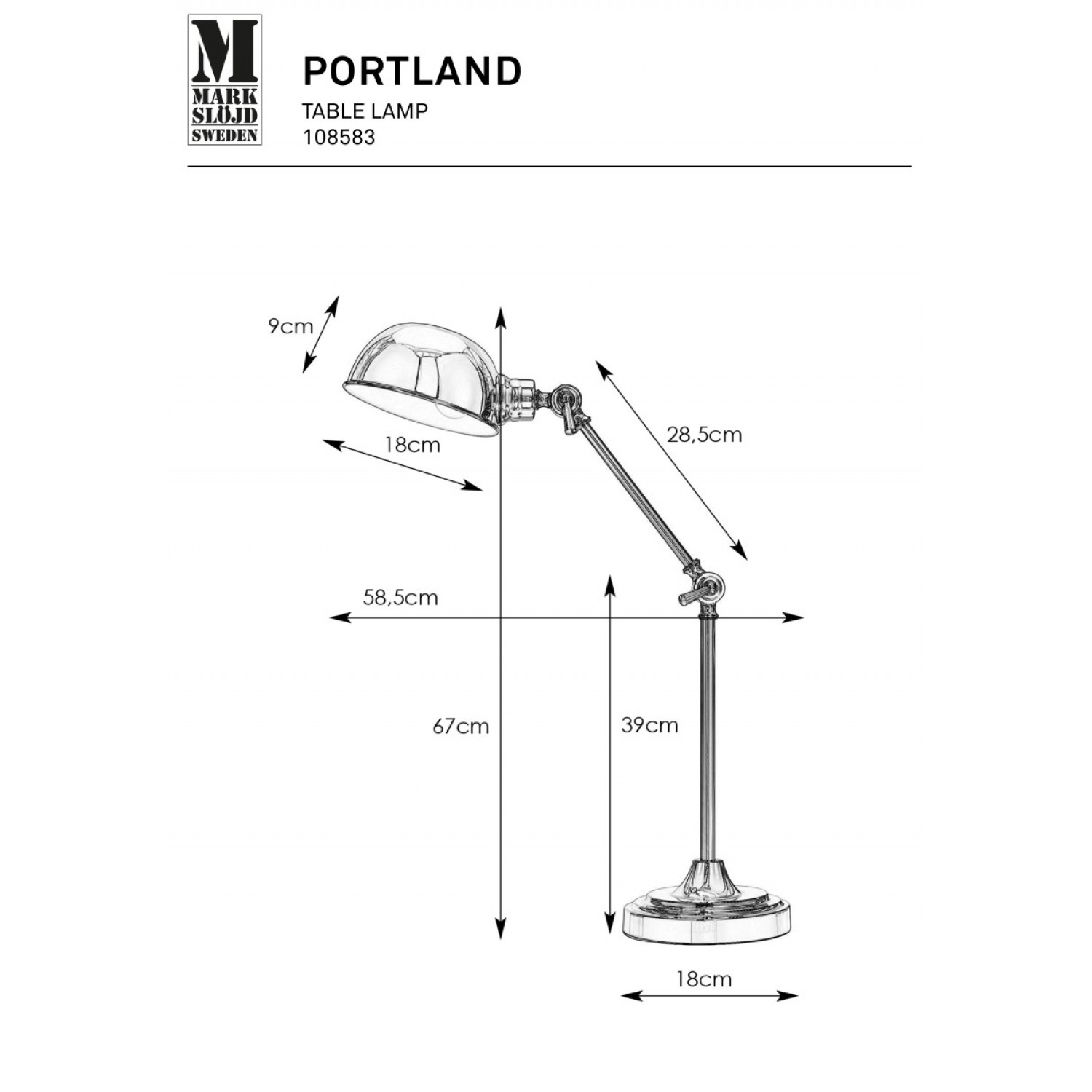 Настольная лампа MarkSlojd Sweden PORTLAND 108584