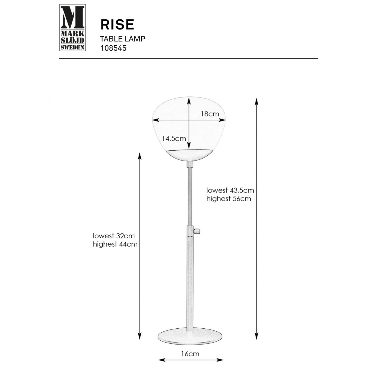 Настольная лампа MarkSlojd Sweden RISE 108545