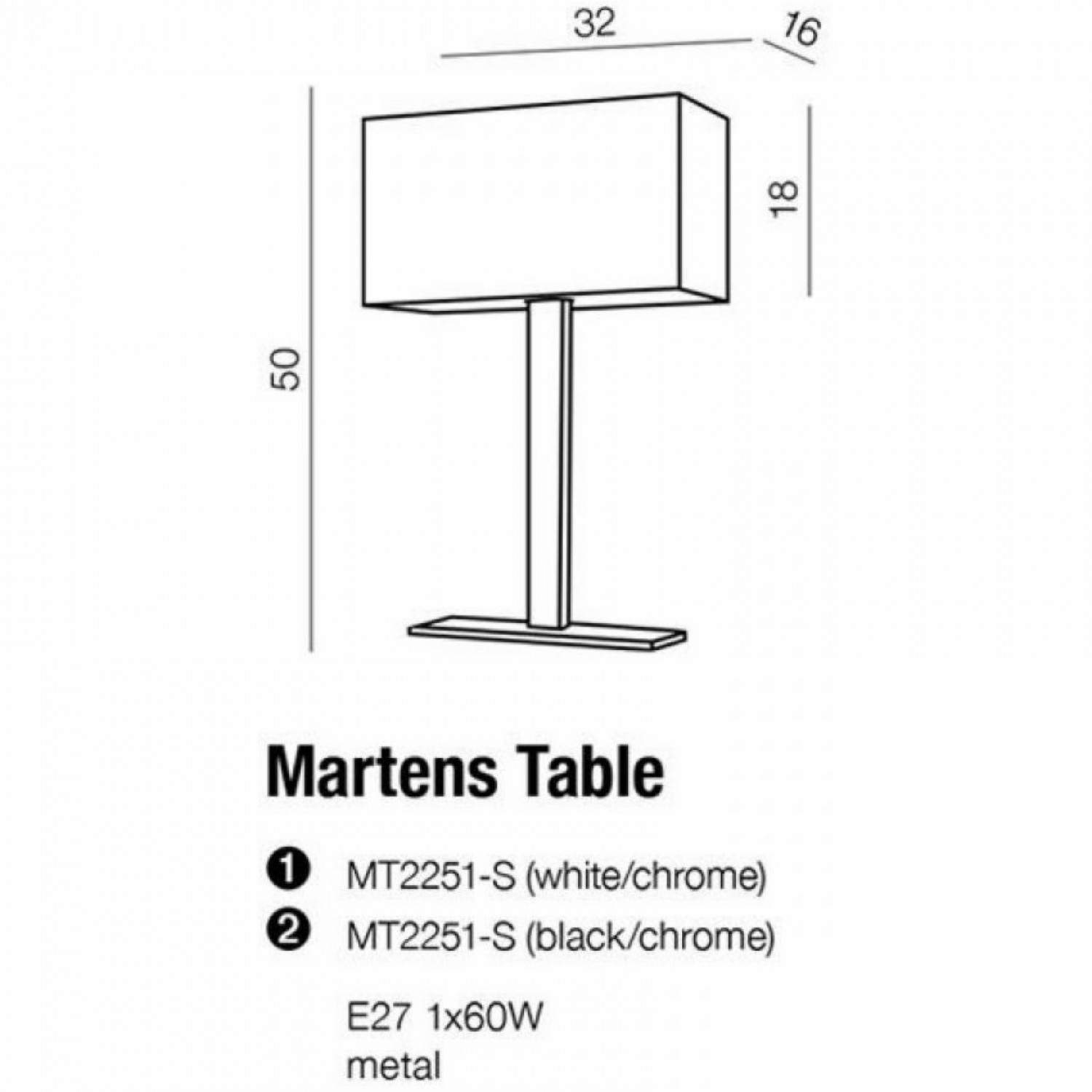 Настольная лампа AZzardo MARTENS TABLE BLACK AZ1559