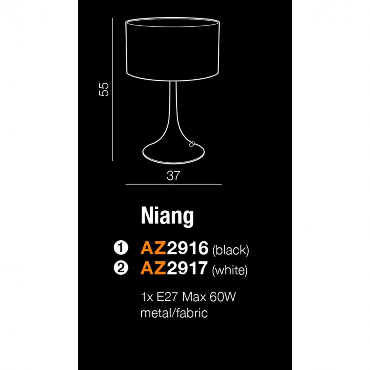 Настольная лампа AZzardo NIANG BLACK AZ2916