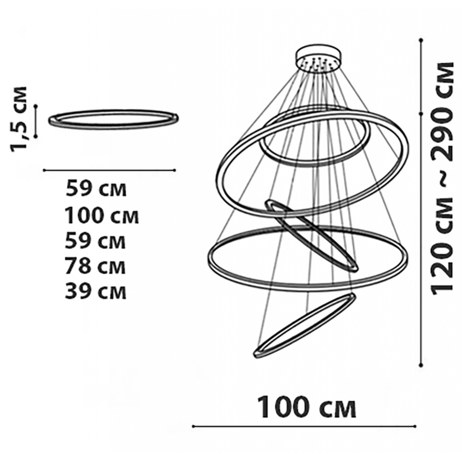 Подвесная люстра Friendlylight Black Ring FL5123