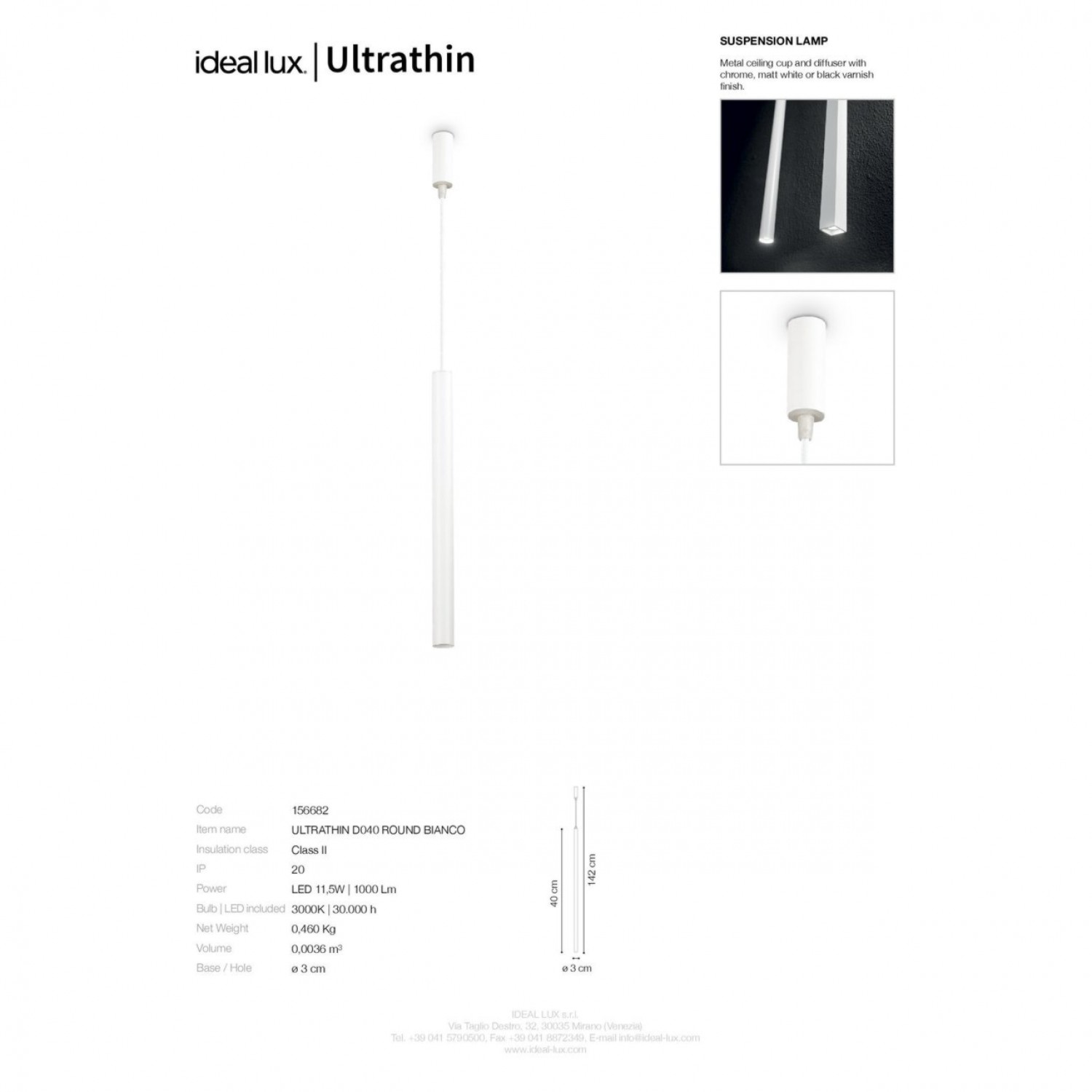Подвесной светильник Ideal Lux ULTRATHIN D040 ROUND NERO 156699
