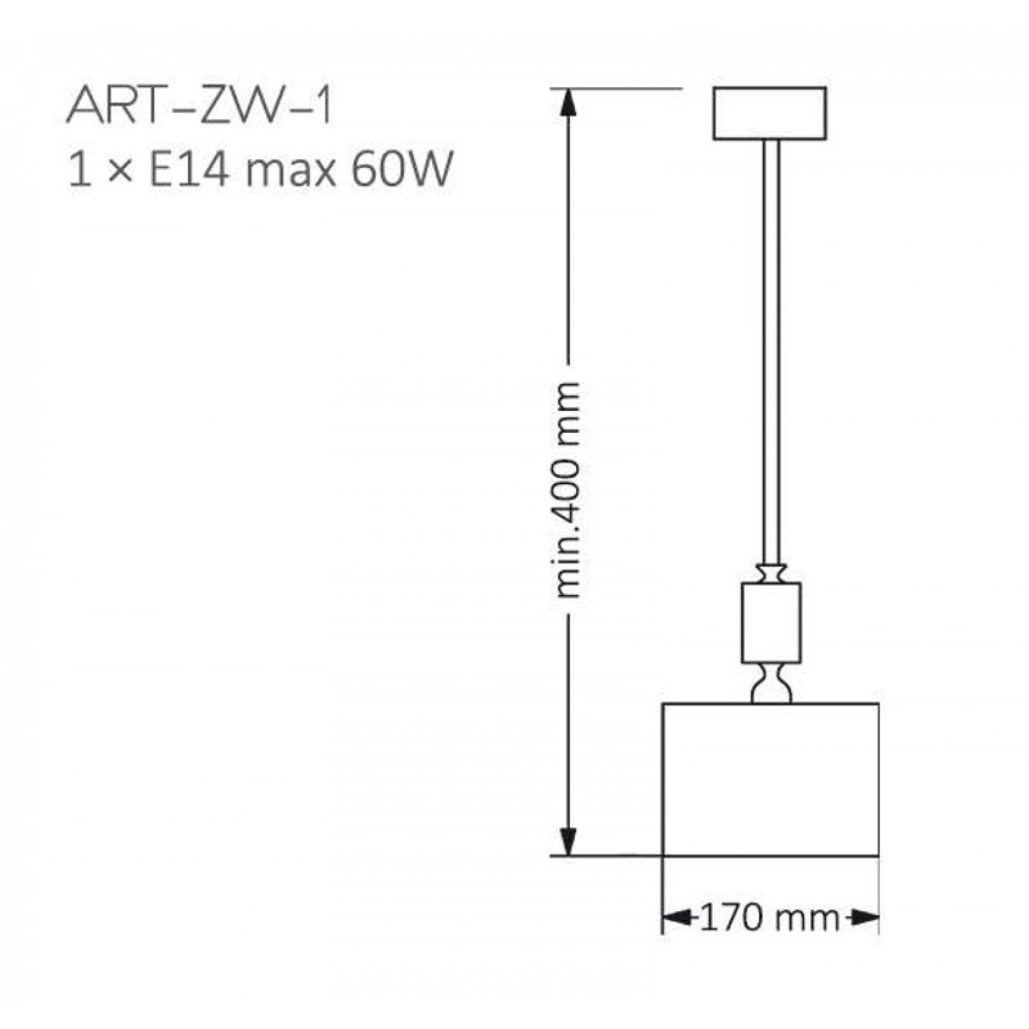 Підвісний світильник Kutek ARTU ART-ZW-1(N)