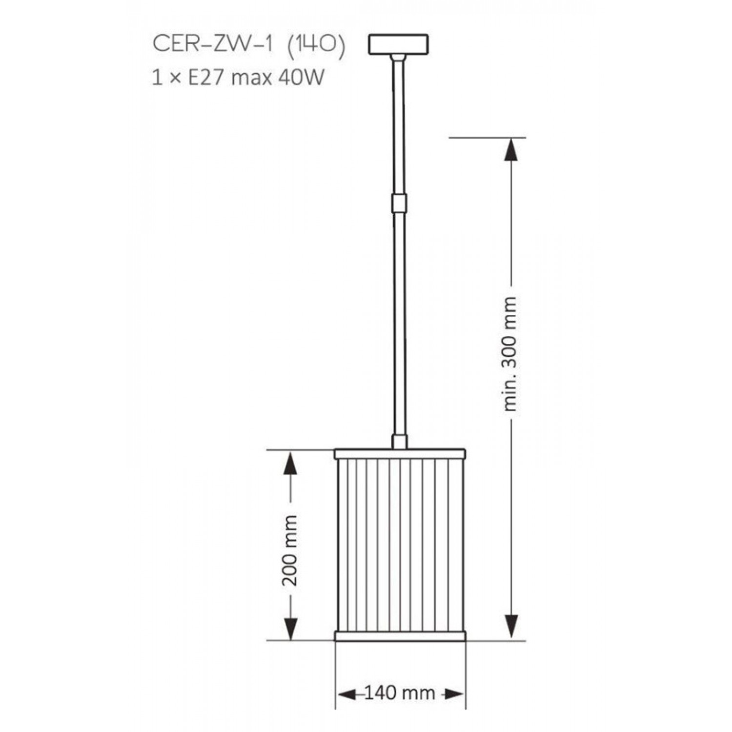 Підвісний світильник Kutek CERO CER-ZW-1(N)140