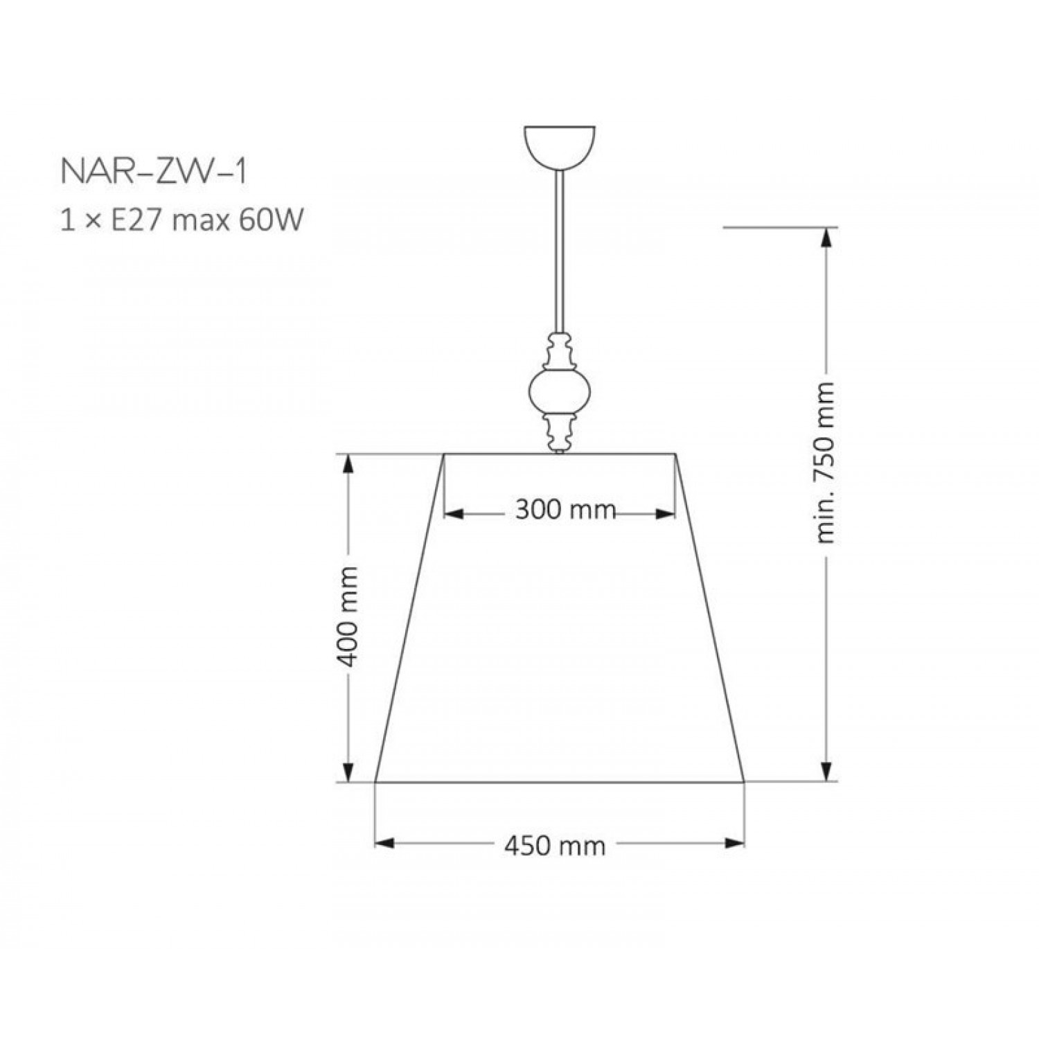Подвесной светильник Kutek NARNI NAR-ZW-1(BC)