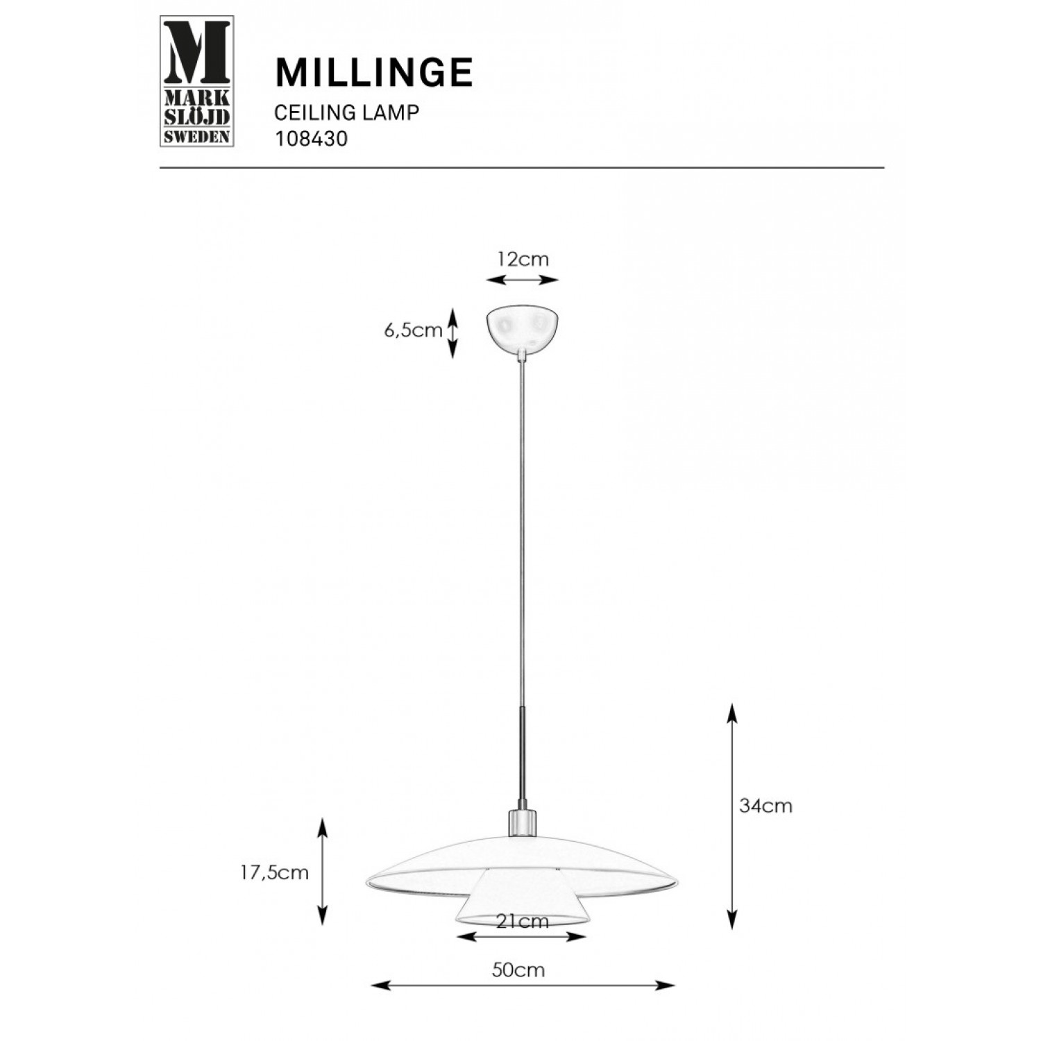 Подвесной светильник MarkSlojd Sweden MILLINGE 108430