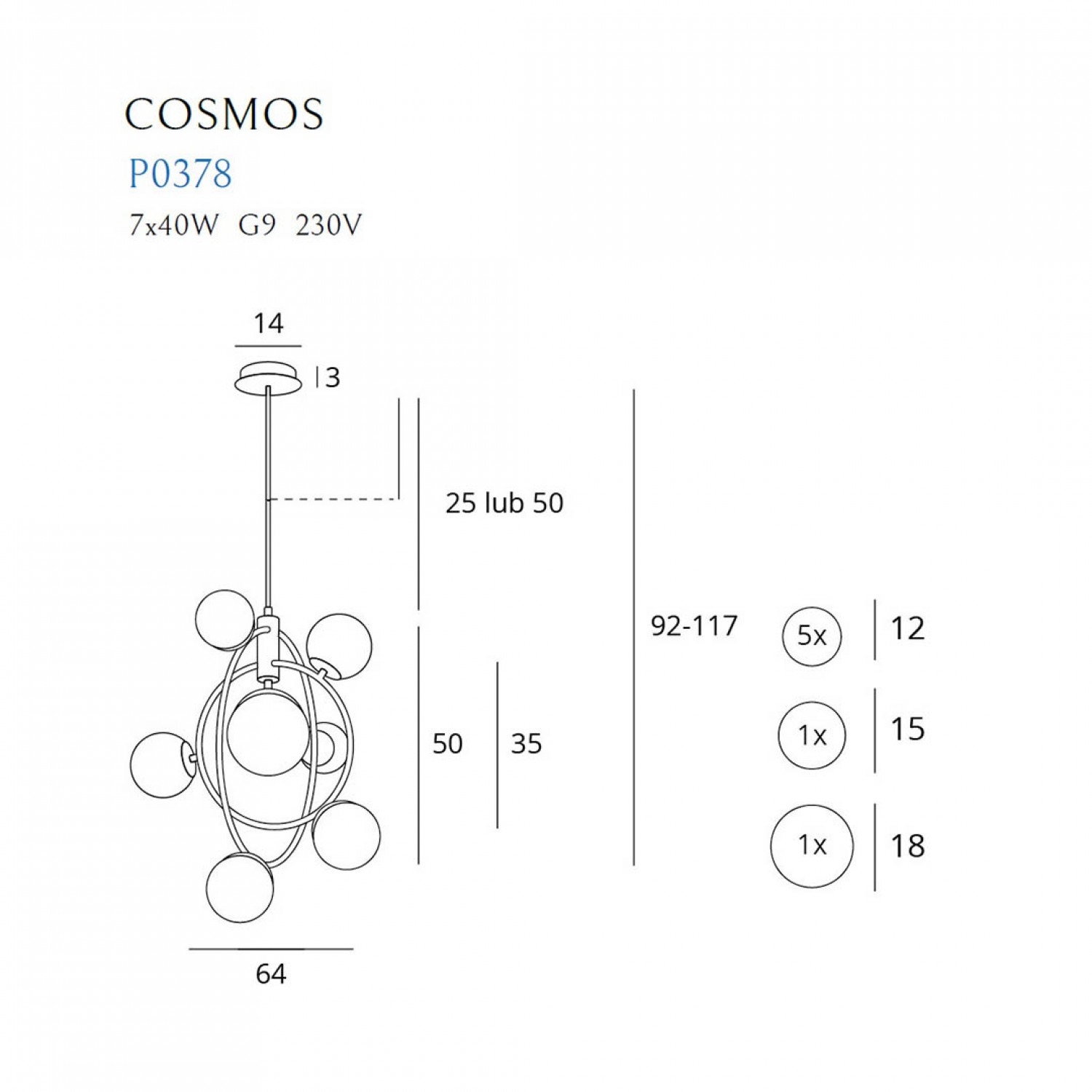 Підвісний світильник MAXLIGHT COSMOS P0378