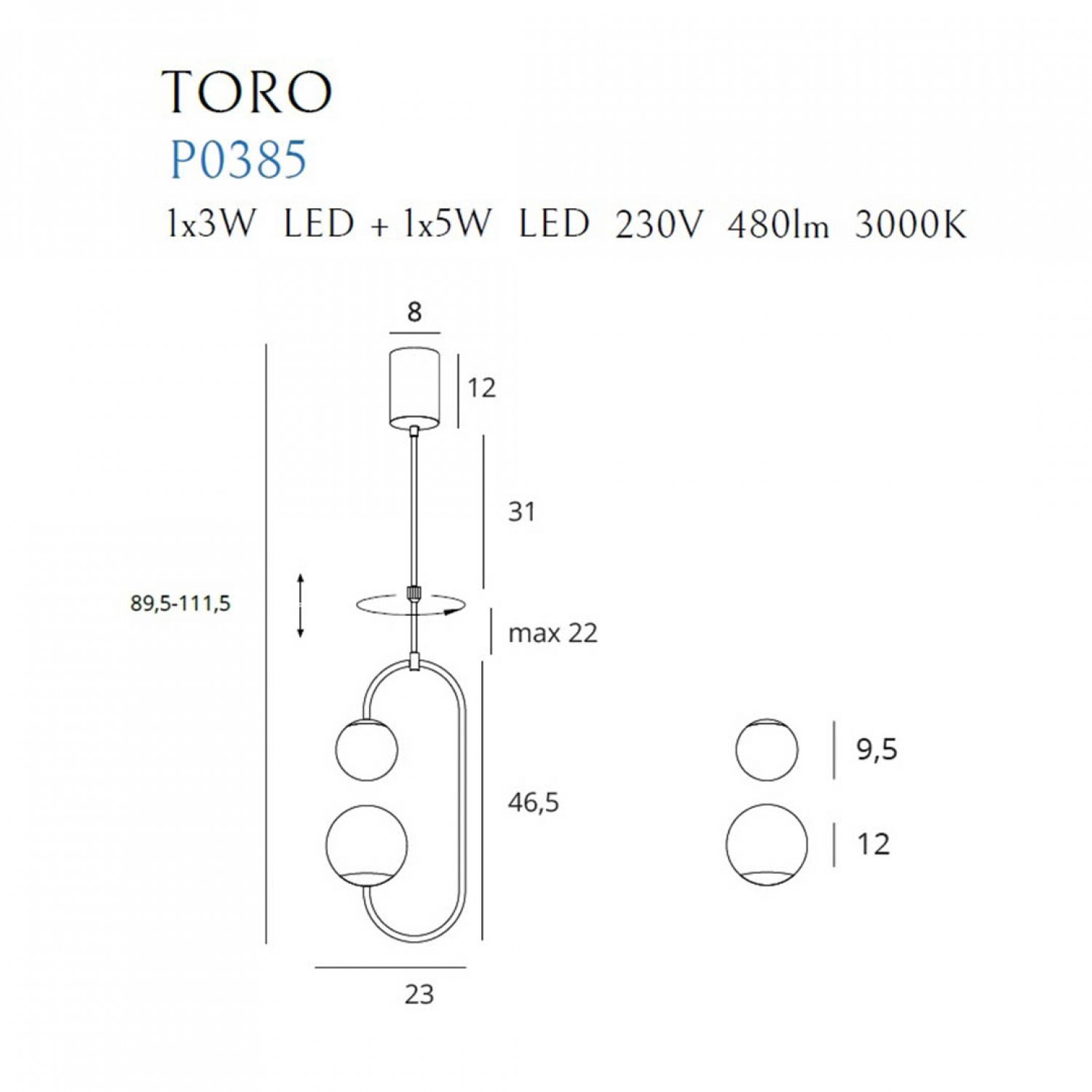 Подвесной светильник MaxLight TORO P0385
