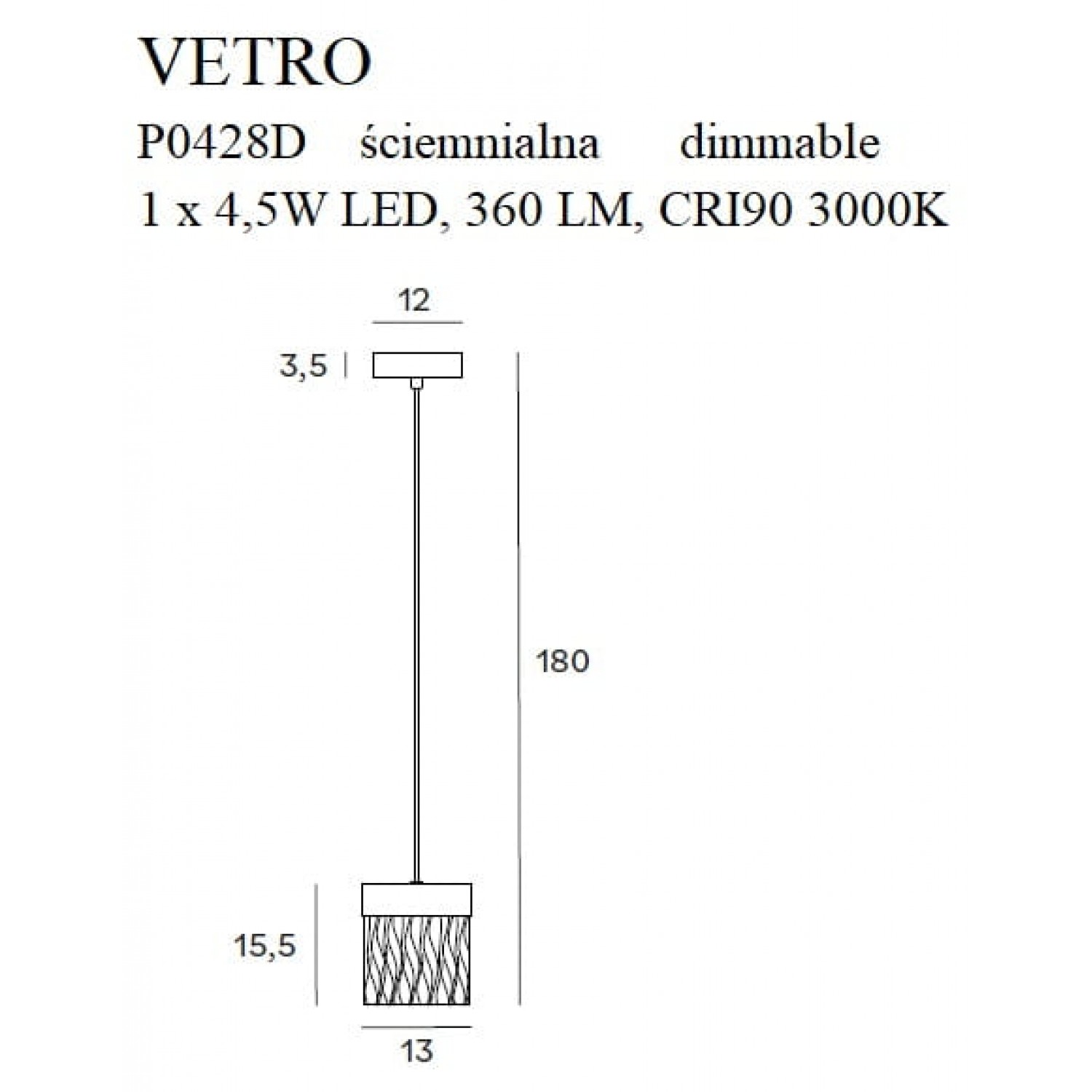 Подвесной светильник MaxLight VETRO P0428D