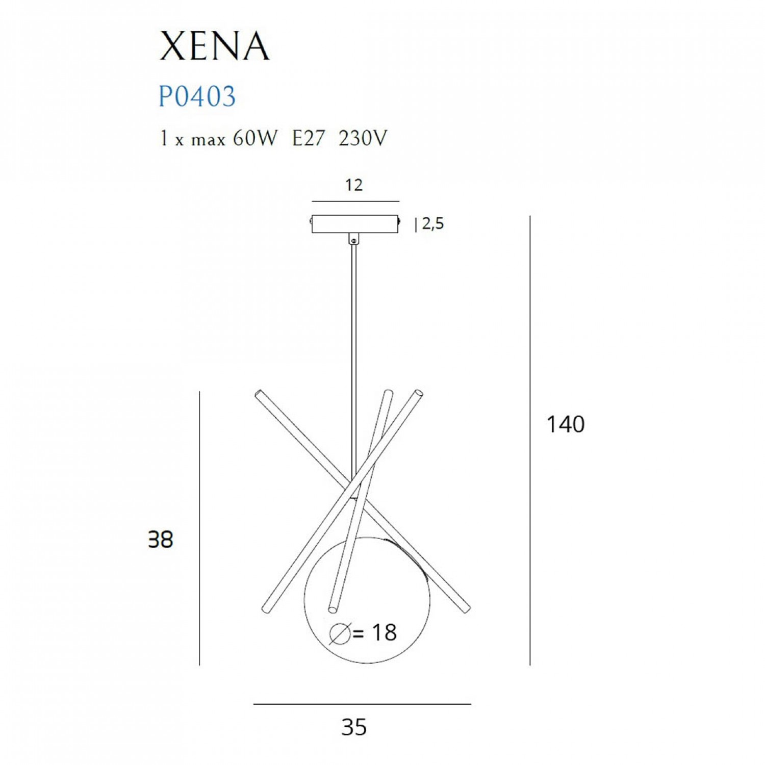 Підвісний світильник MAXLIGHT XENA P0403