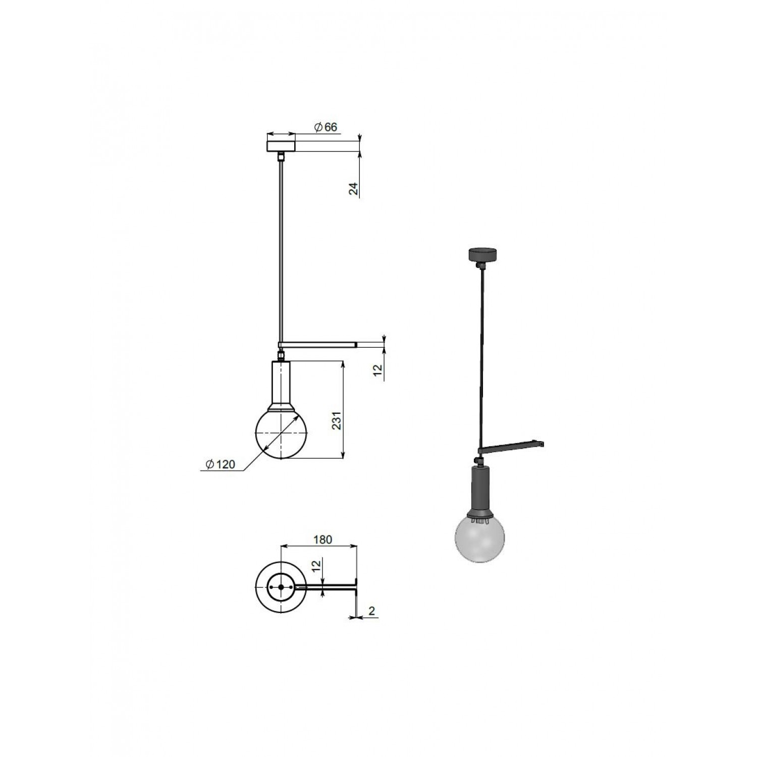 Підвісний світильник Pikart Hitch 23706-1